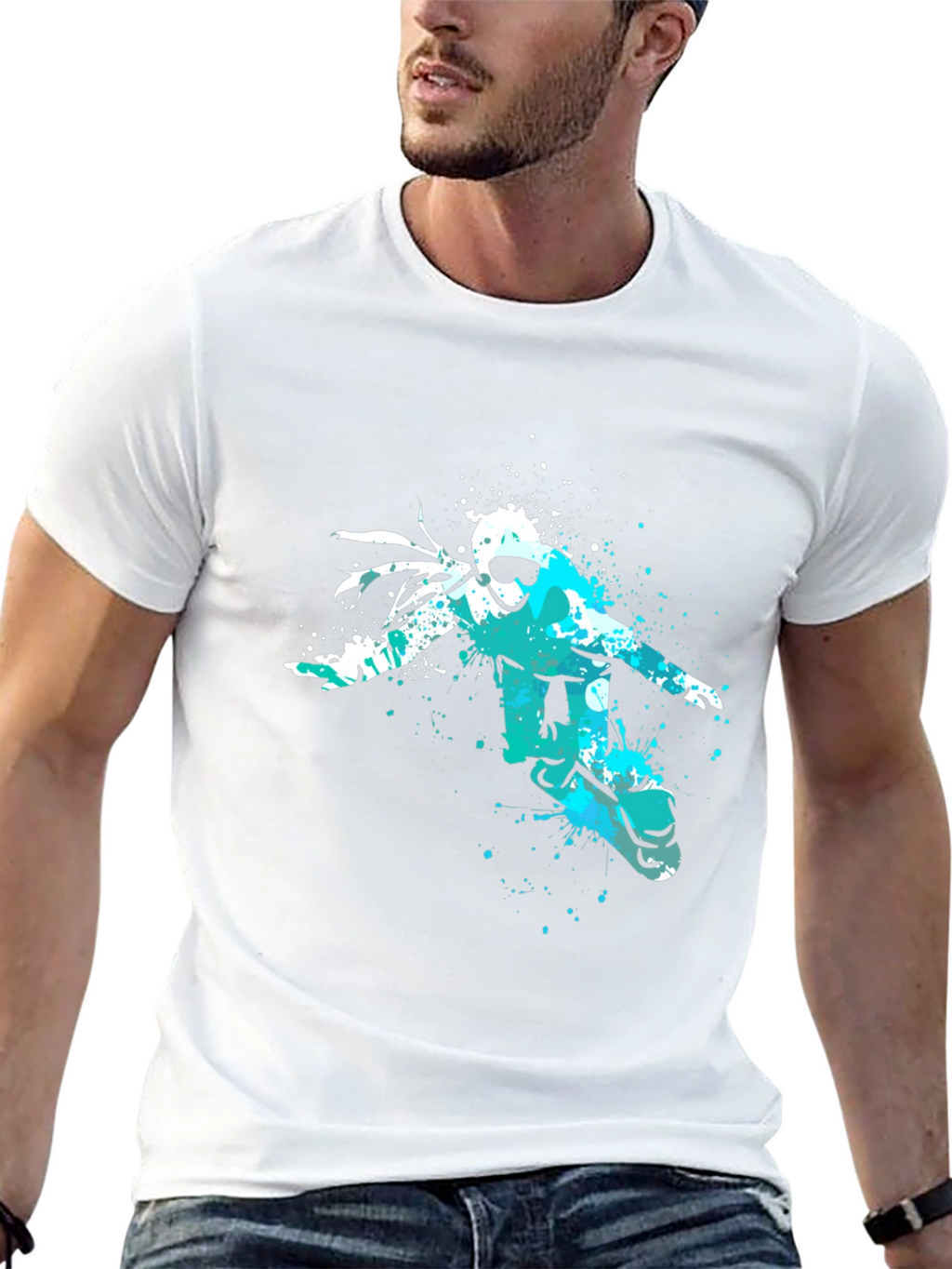 Snowboarder Graphic Tee - Black Cotton Comfort