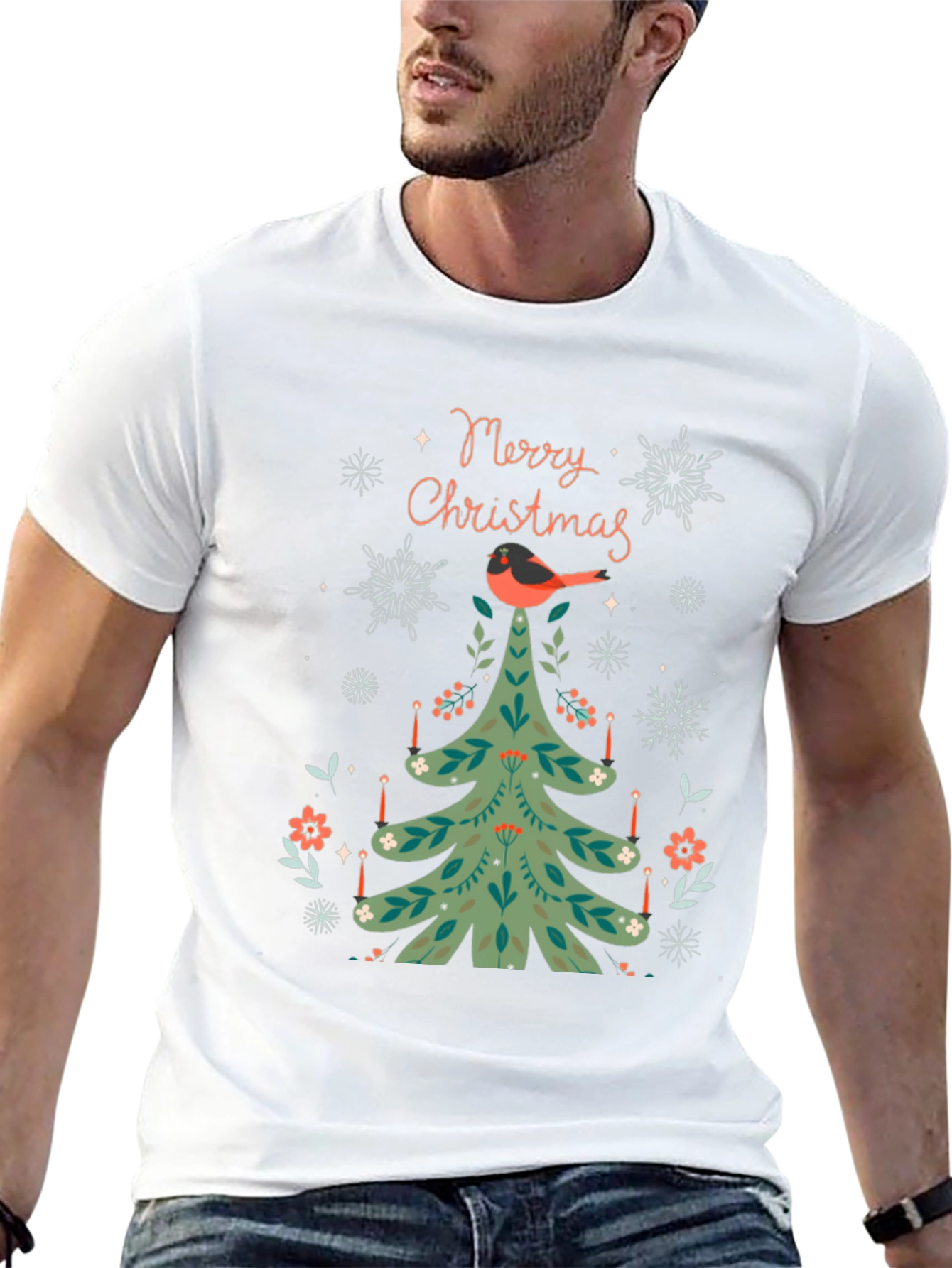 Festive Christmas Tree Bird T-Shirt