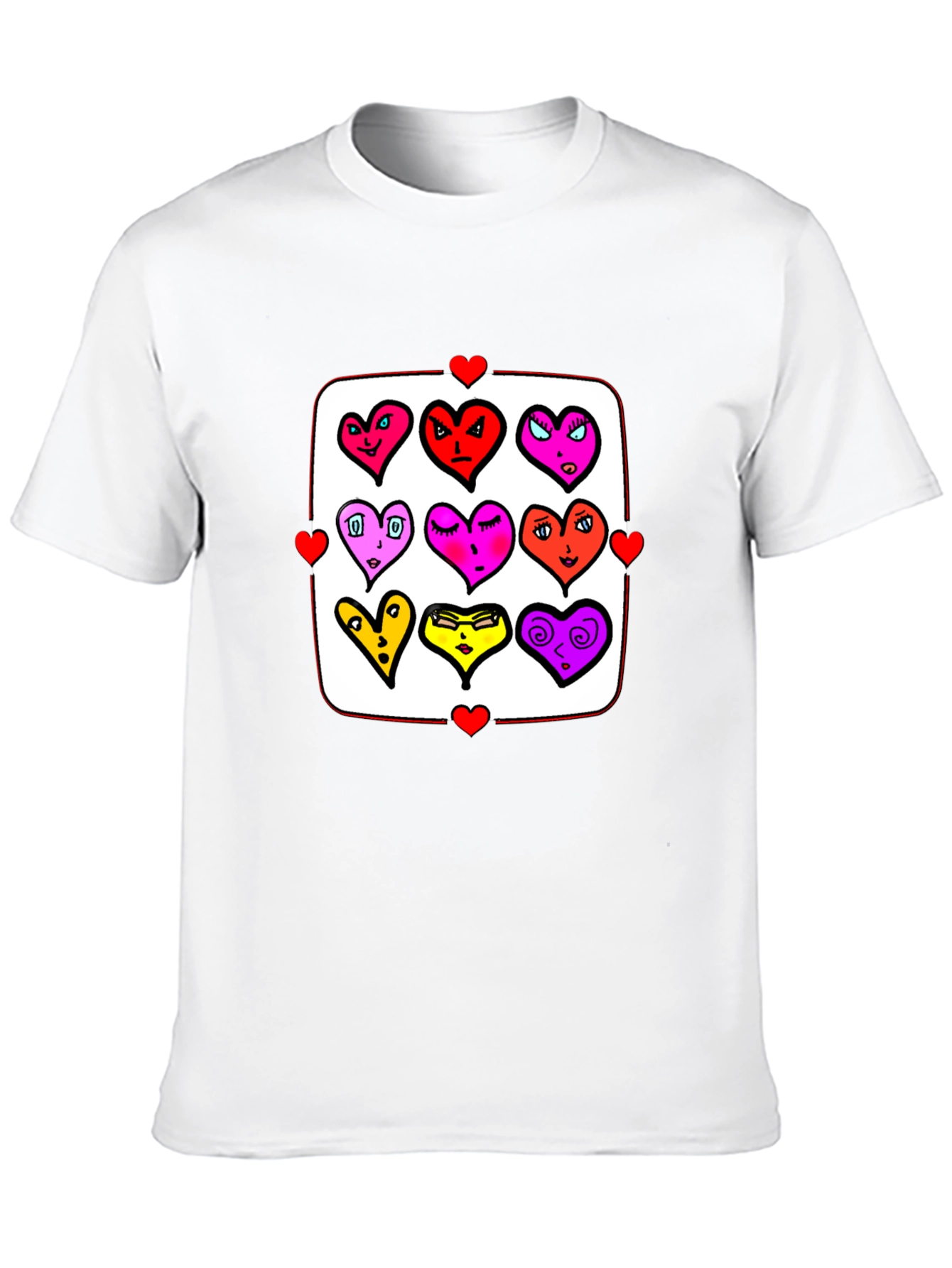 Heart Character Graphic Print Crew Neck T-Shirt