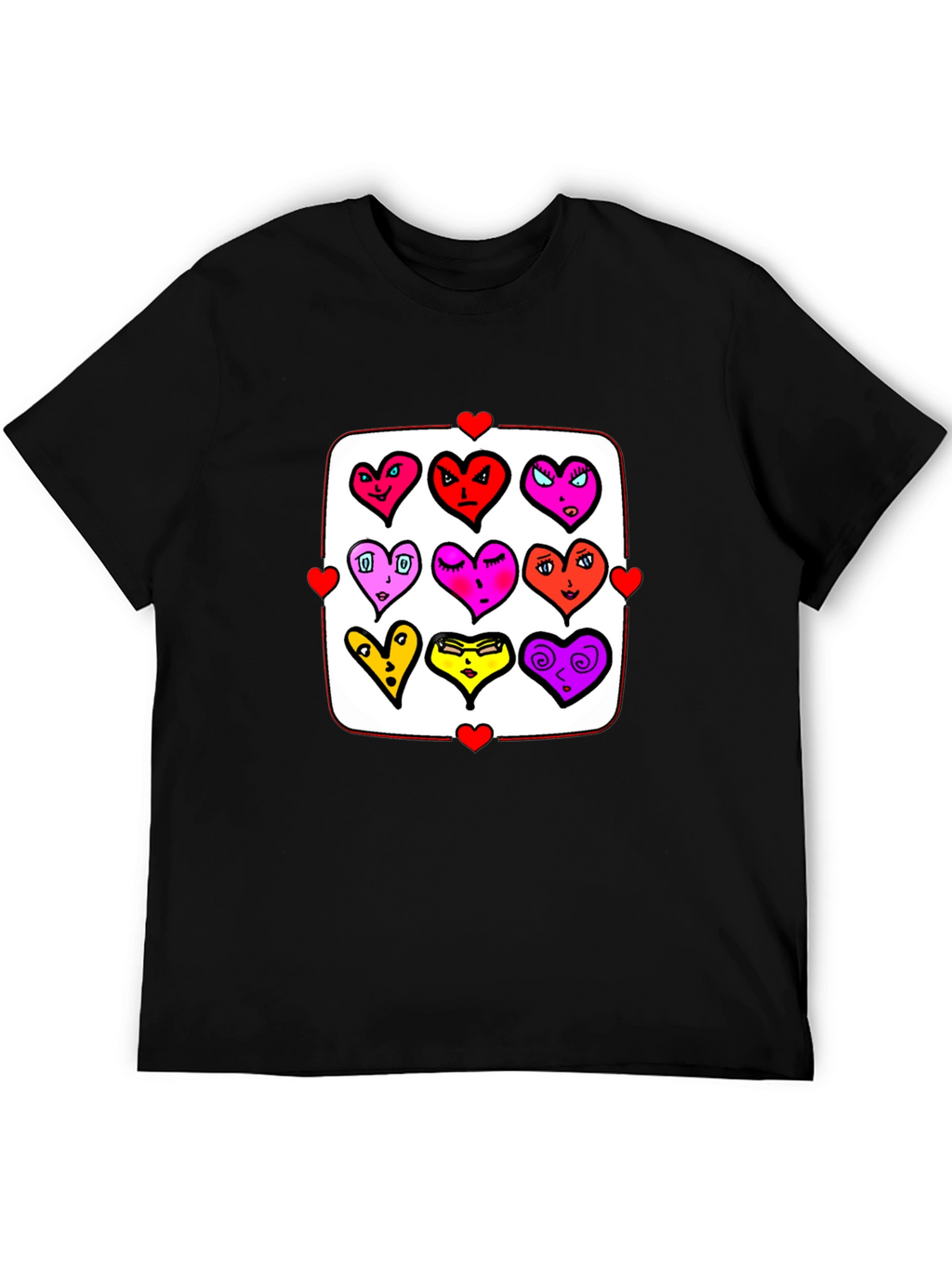 Heart Character Graphic Print Crew Neck T-Shirt