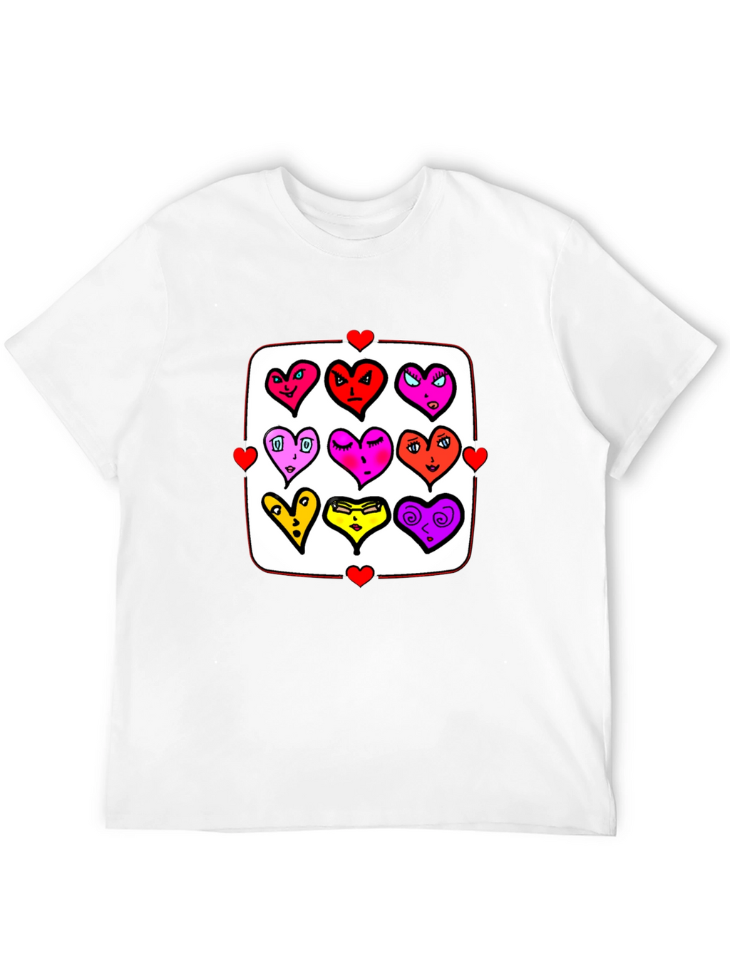Heart Character Graphic Print Crew Neck T-Shirt