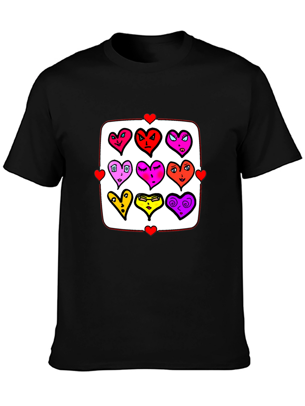 Heart Character Graphic Print Crew Neck T-Shirt