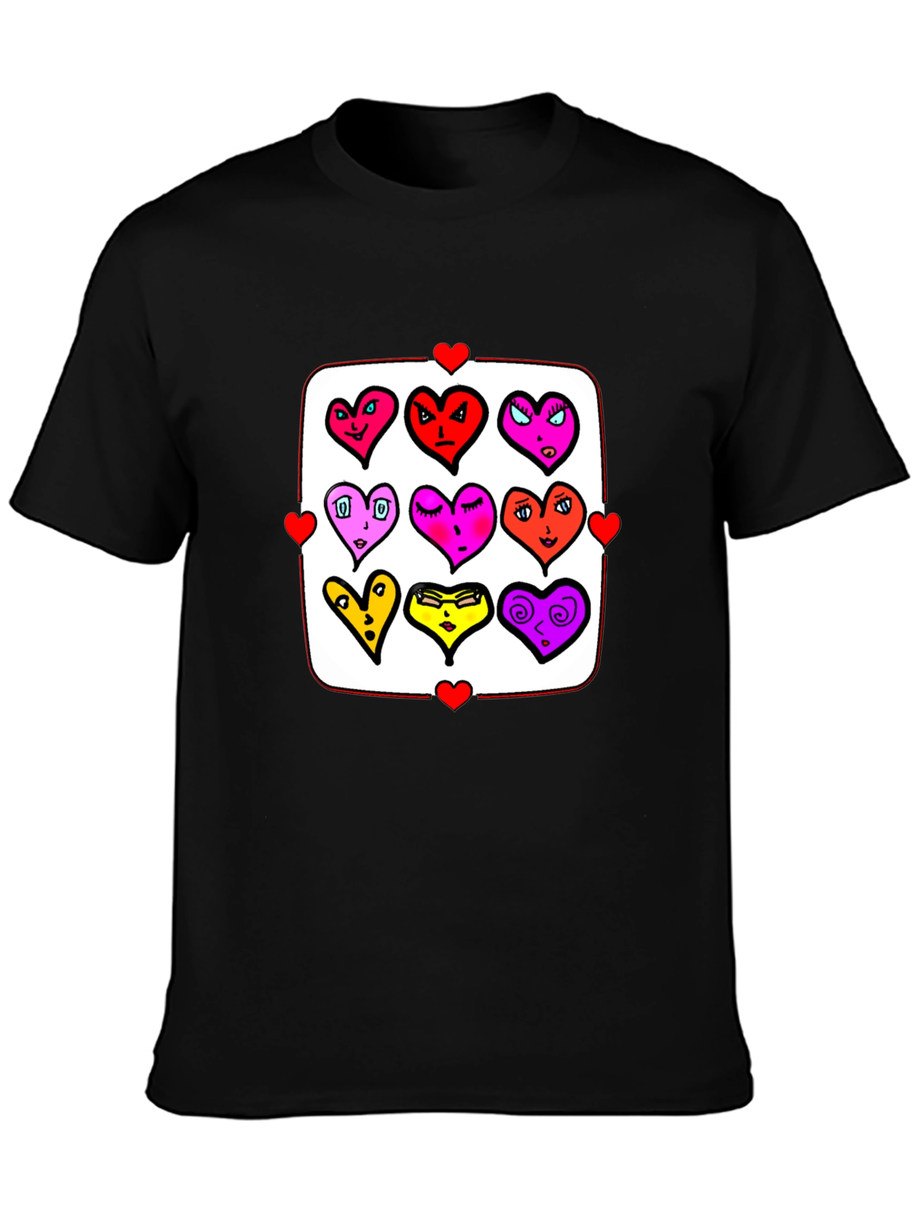 Heart Character Graphic Print Crew Neck T-Shirt