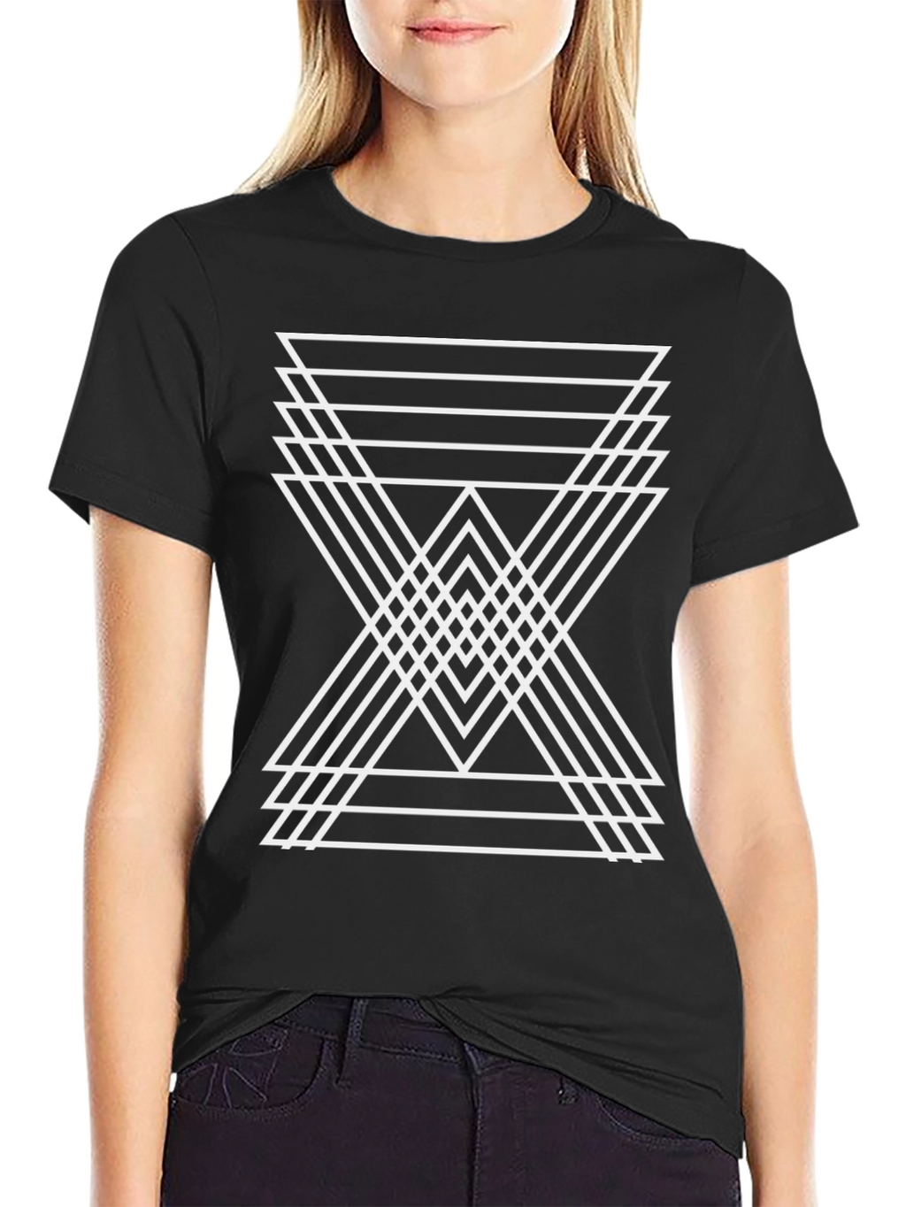 Geometric Triangle Graphic Tee - Mens Black T-Shirt