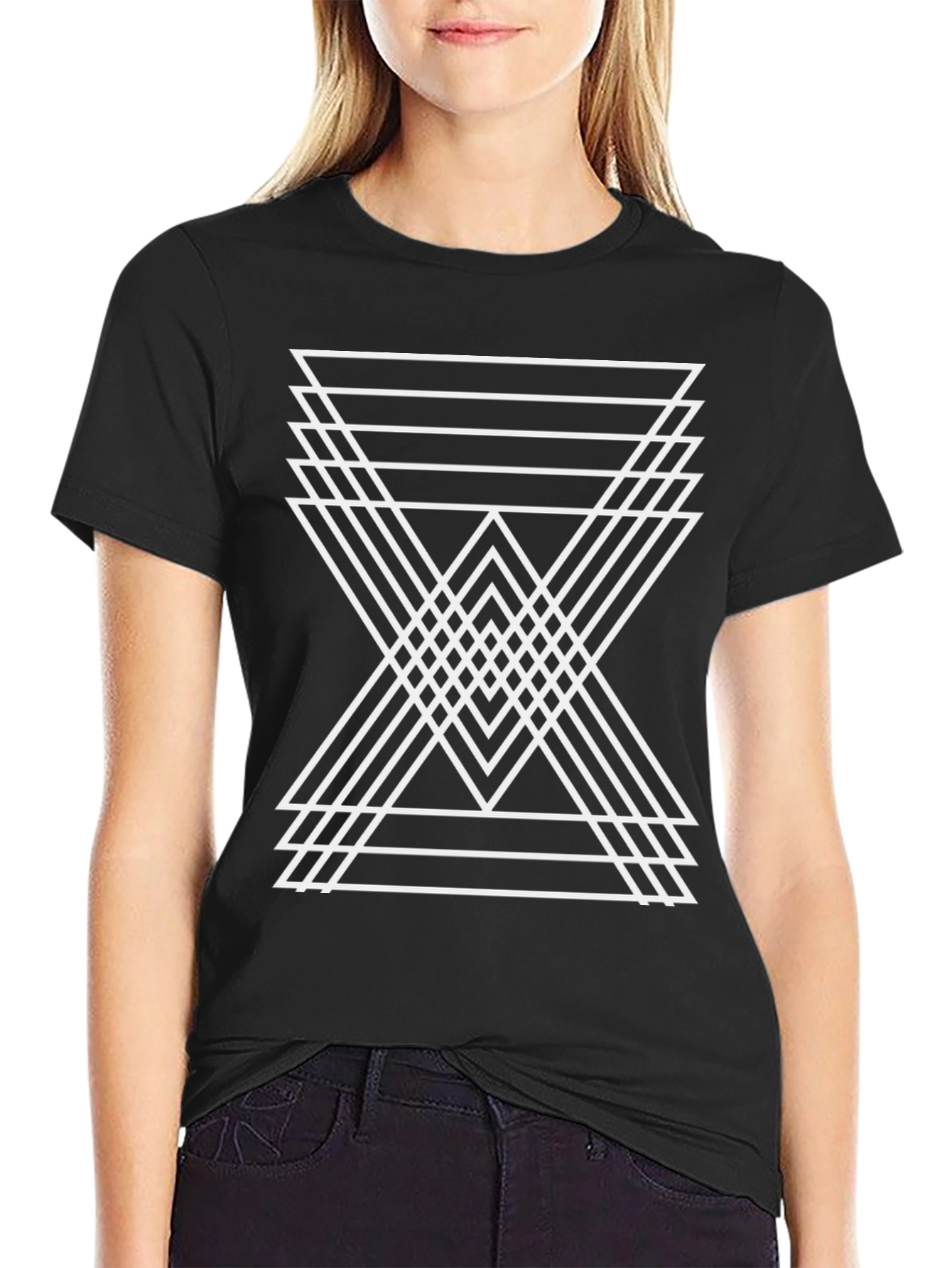 Geometric Triangle Graphic Tee - Mens Black T-Shirt