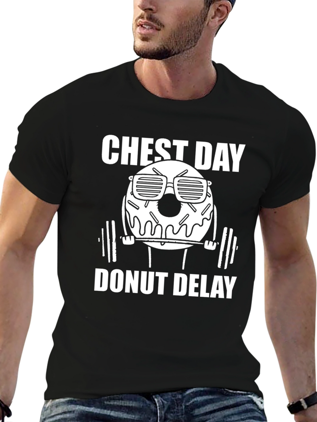 Chest Day Donut Delay Black T-Shirt