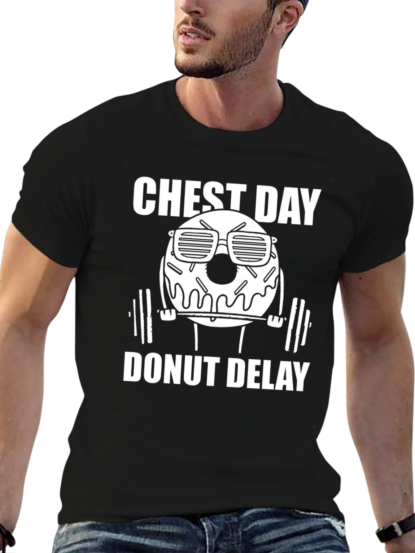 Chest Day Donut Delay Black T-Shirt