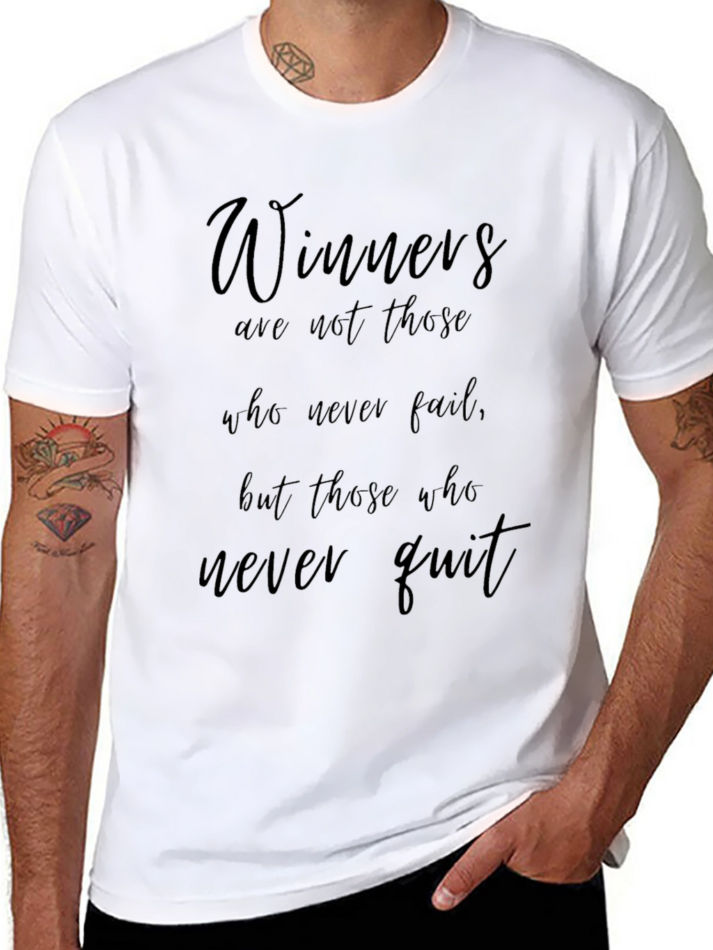 Winners Never Quit Black T-Shirt