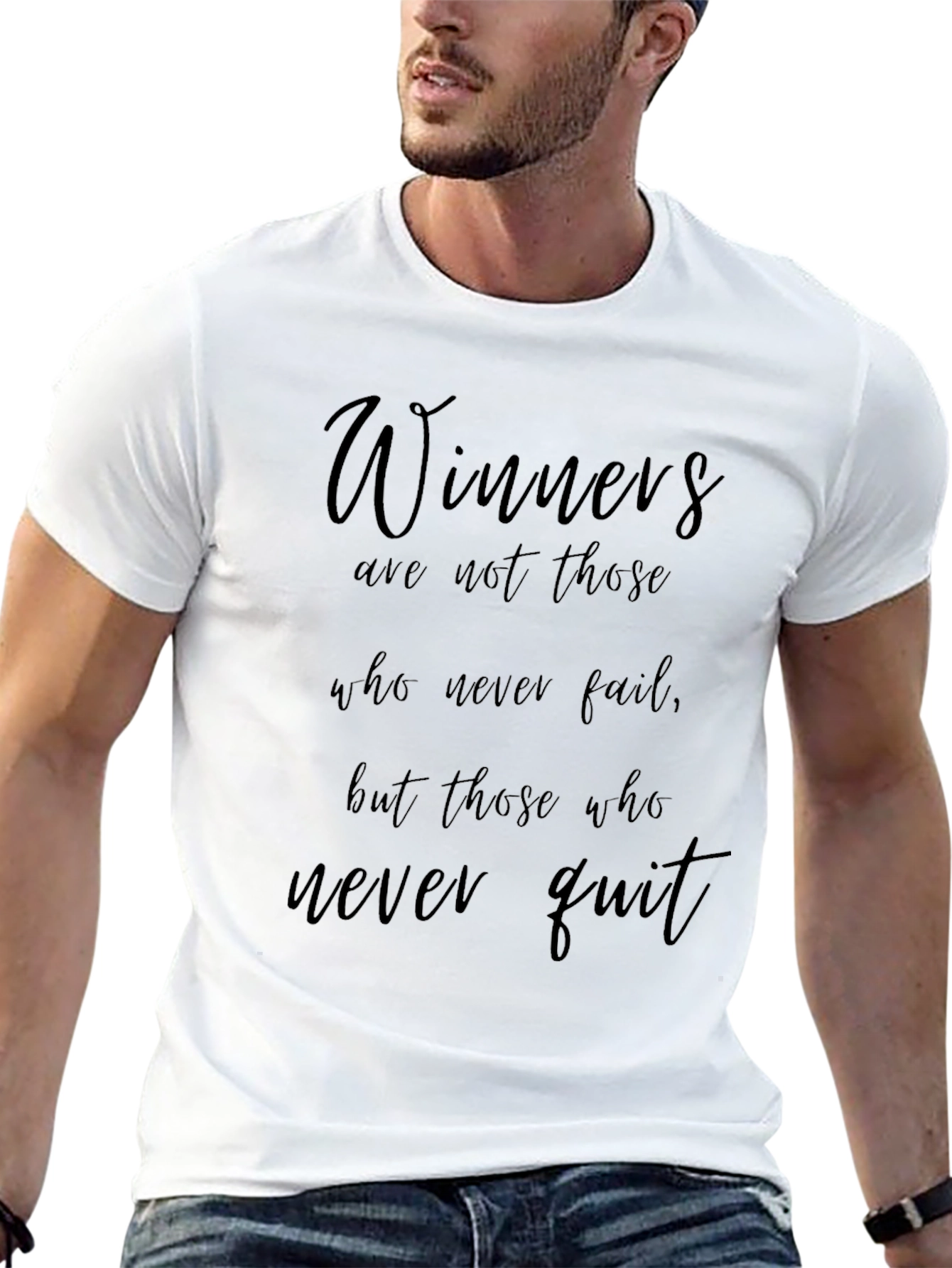 Winners Never Quit Black T-Shirt