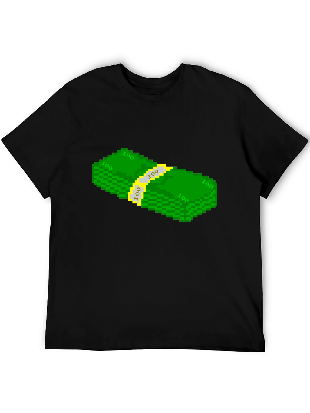 Pixelated Money Stack Graphic Tee - Black T-Shirt