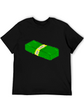 Pixelated Money Stack Graphic Tee - Black T-Shirt