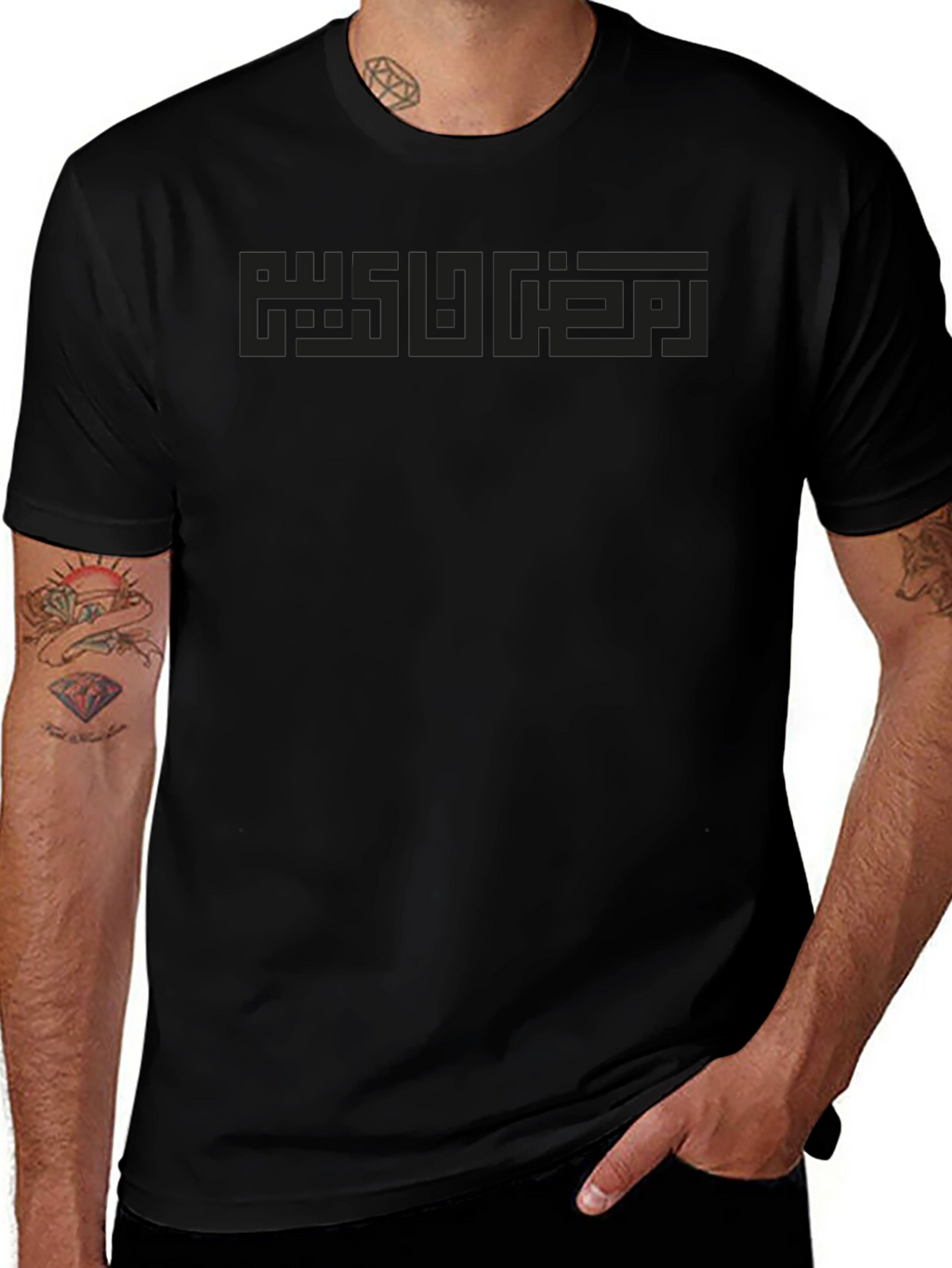 Modern Black T-Shirt with Geometric Design