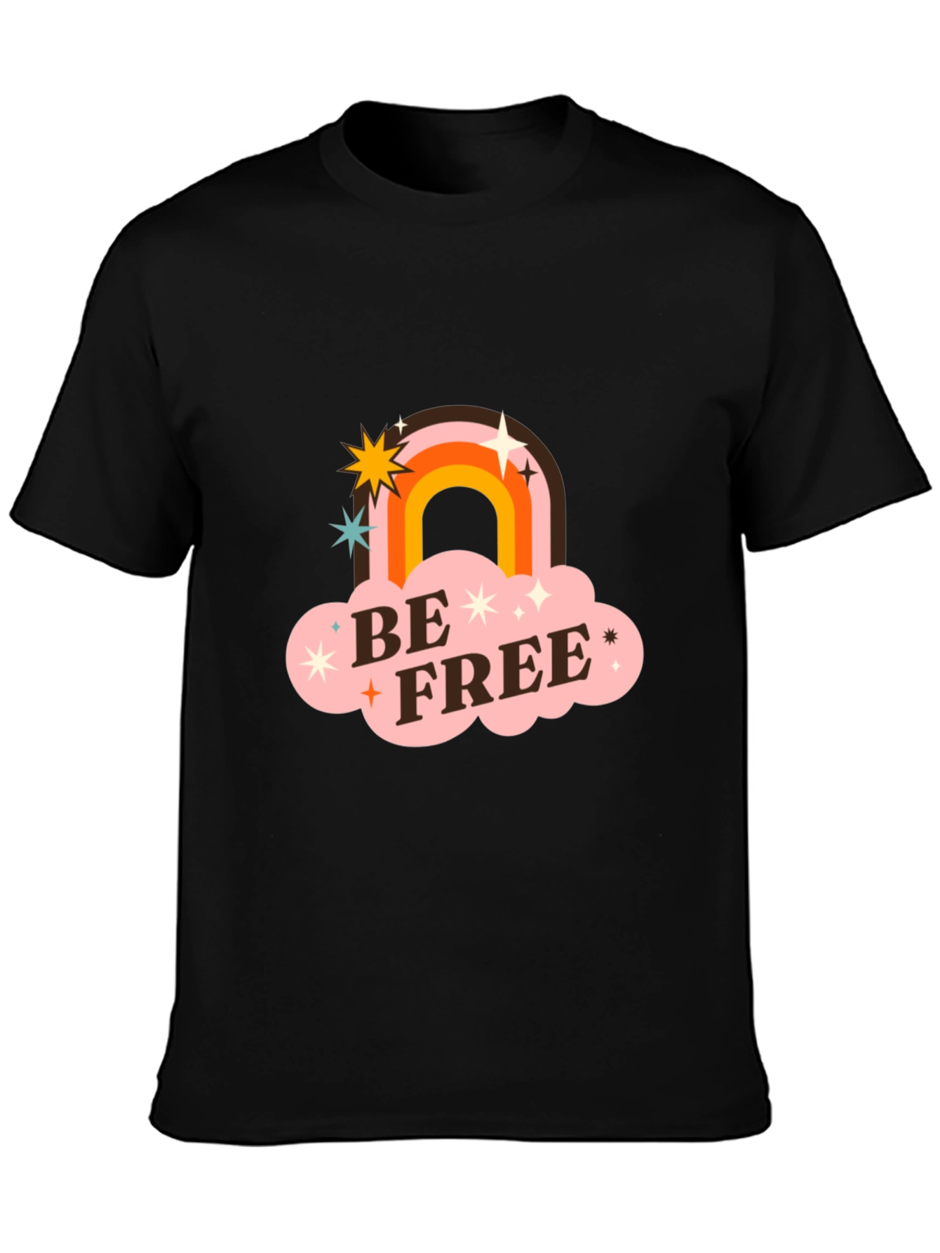 Be Free Retro Rainbow Graphic Tee