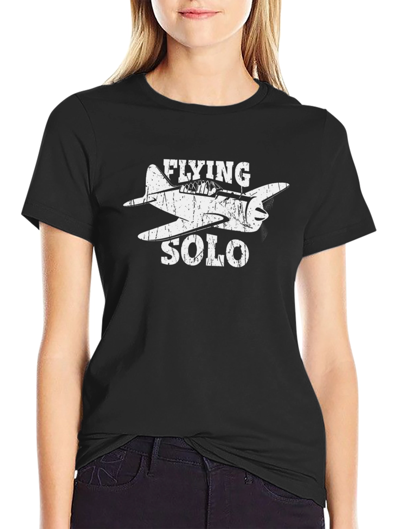 Flying Solo Airplane Graphic Tee - Pilot Aviation Shirt