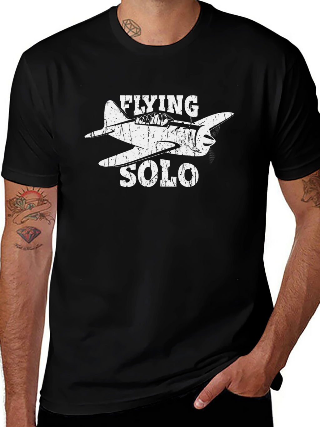 Flying Solo Airplane Graphic Tee - Pilot Aviation Shirt