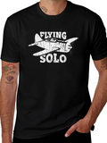 Flying Solo Airplane Graphic Tee - Pilot Aviation Shirt