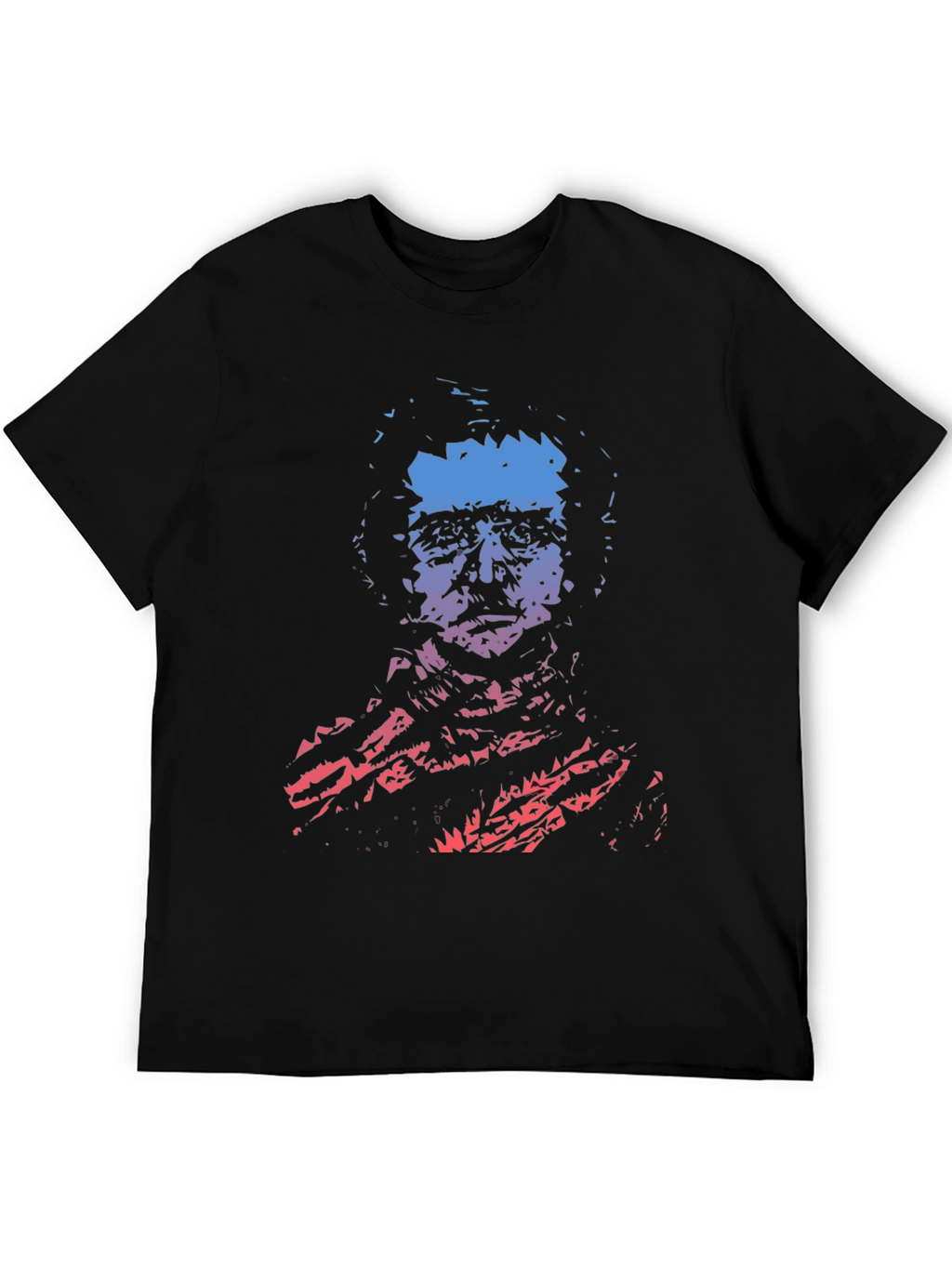 Gradient Portrait Graphic Mens Black T-Shirt