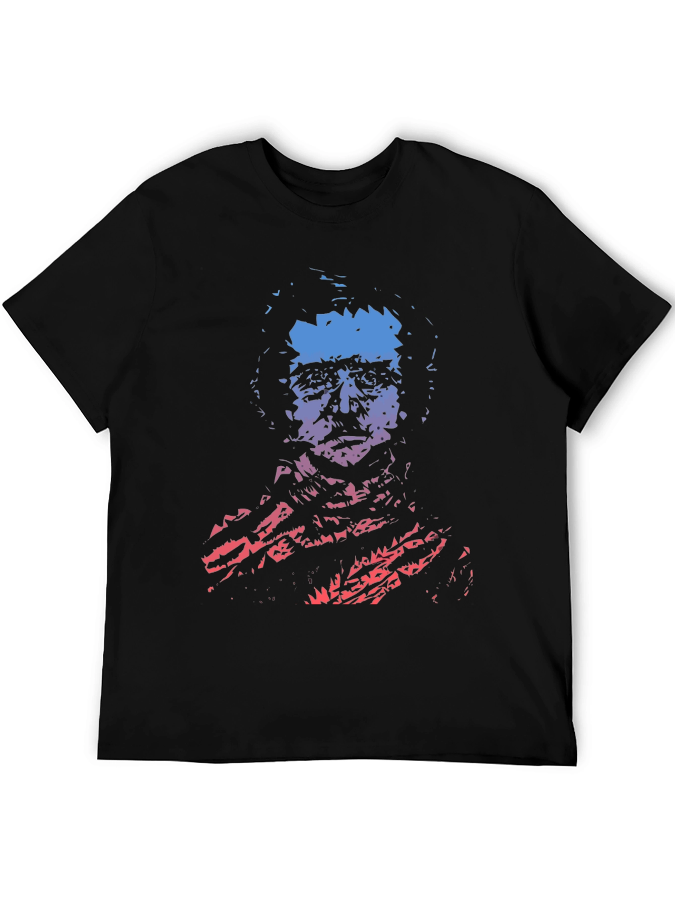 Gradient Portrait Graphic Mens Black T-Shirt