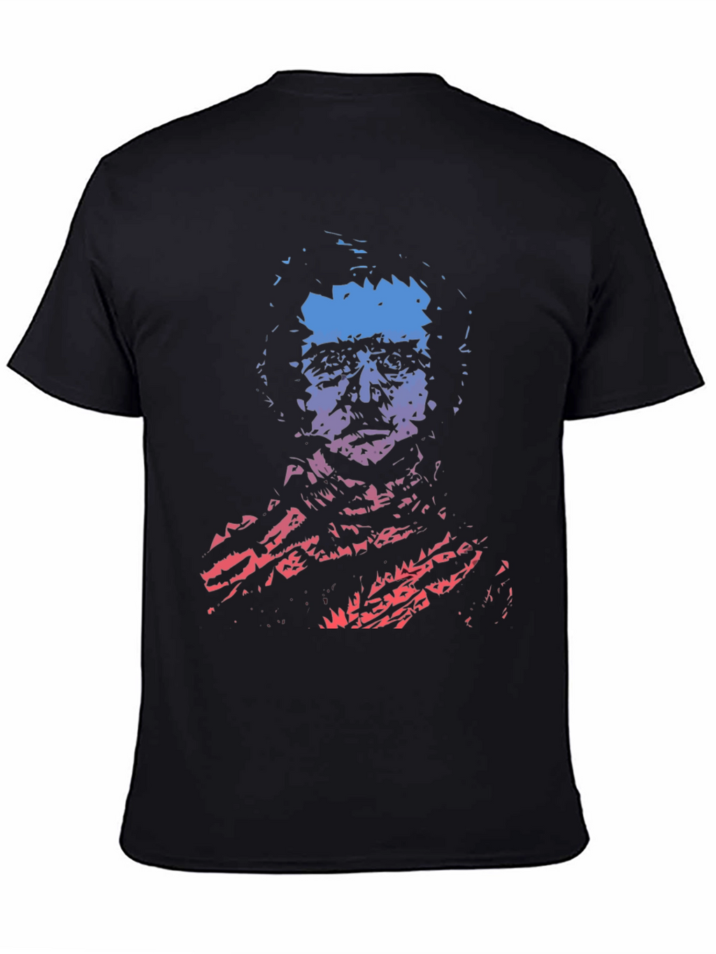 Gradient Portrait Graphic Mens Black T-Shirt