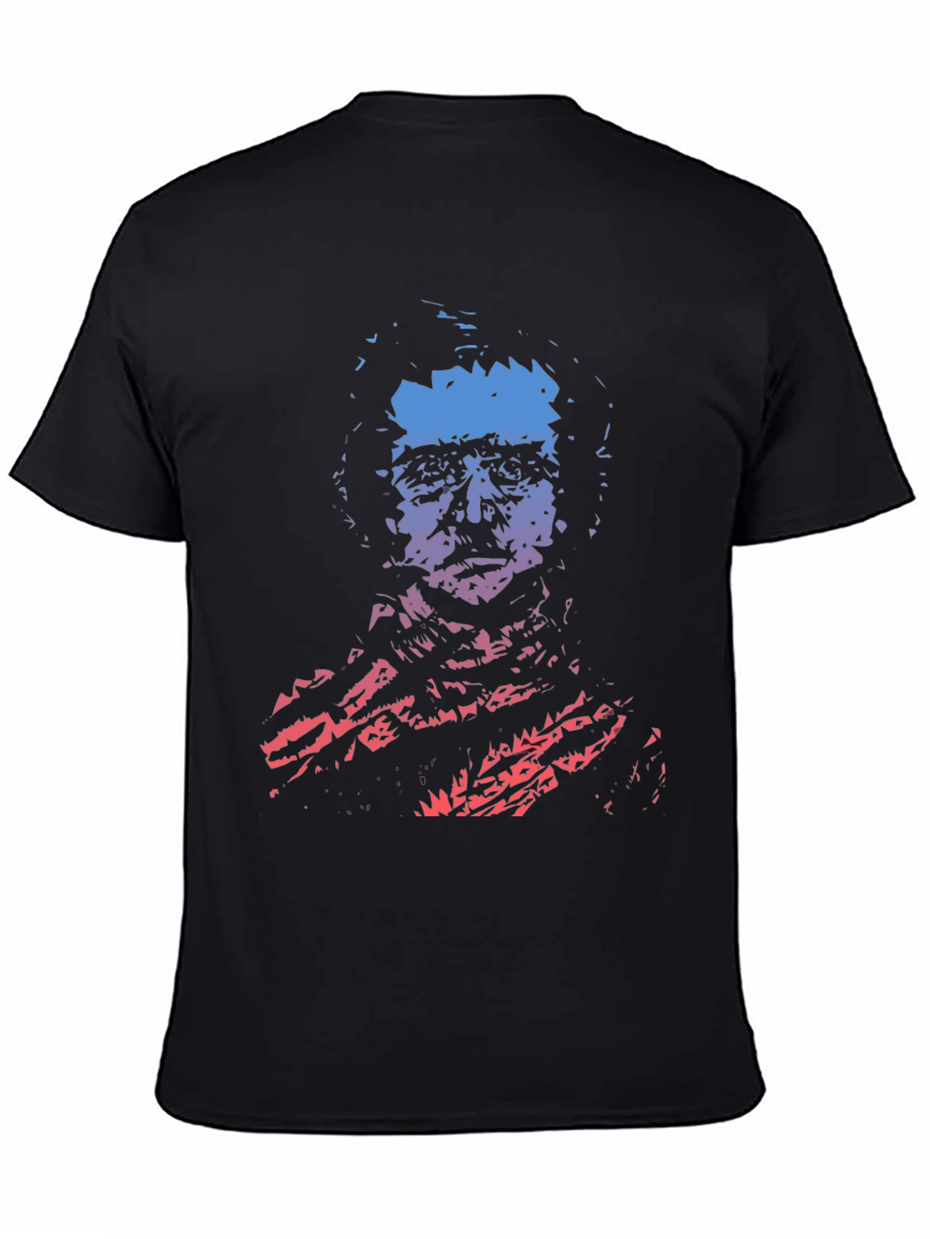 Gradient Portrait Graphic Mens Black T-Shirt