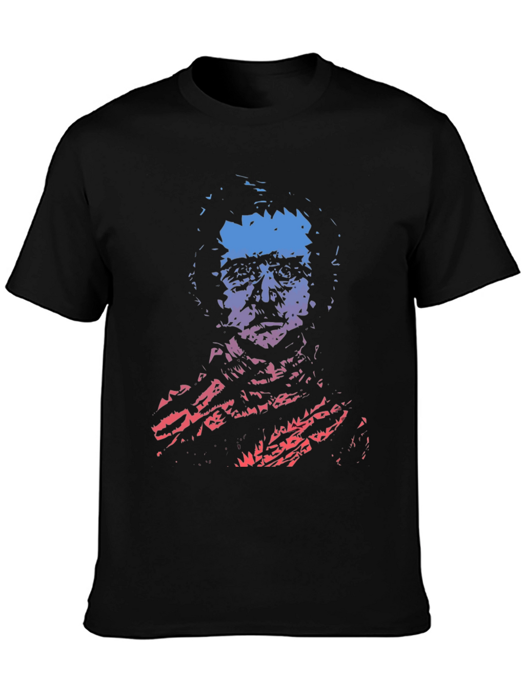 Gradient Portrait Graphic Mens Black T-Shirt