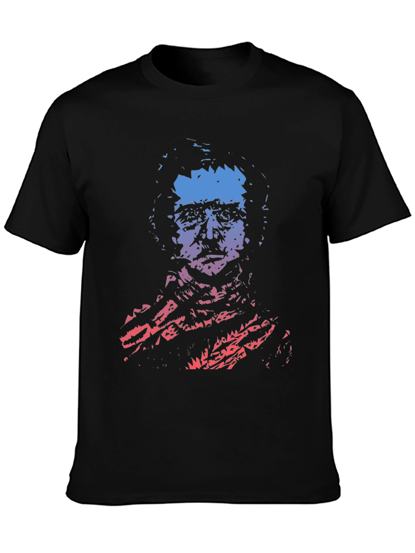 Gradient Portrait Graphic Mens Black T-Shirt