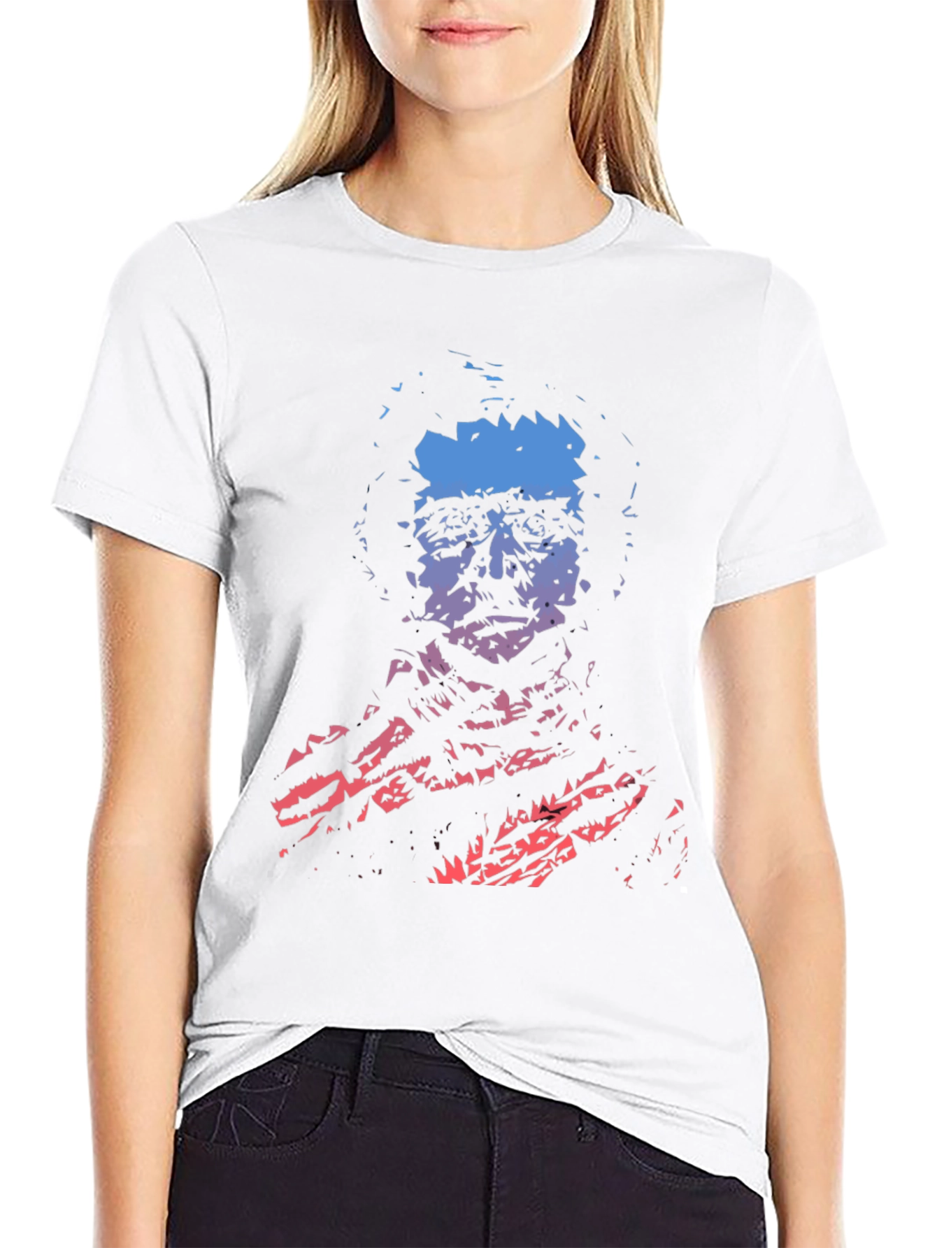 Gradient Portrait Graphic Mens Black T-Shirt