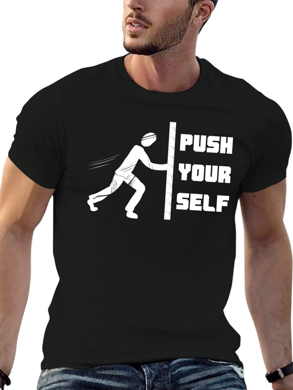 Push Yourself Black T-Shirt | Motivational