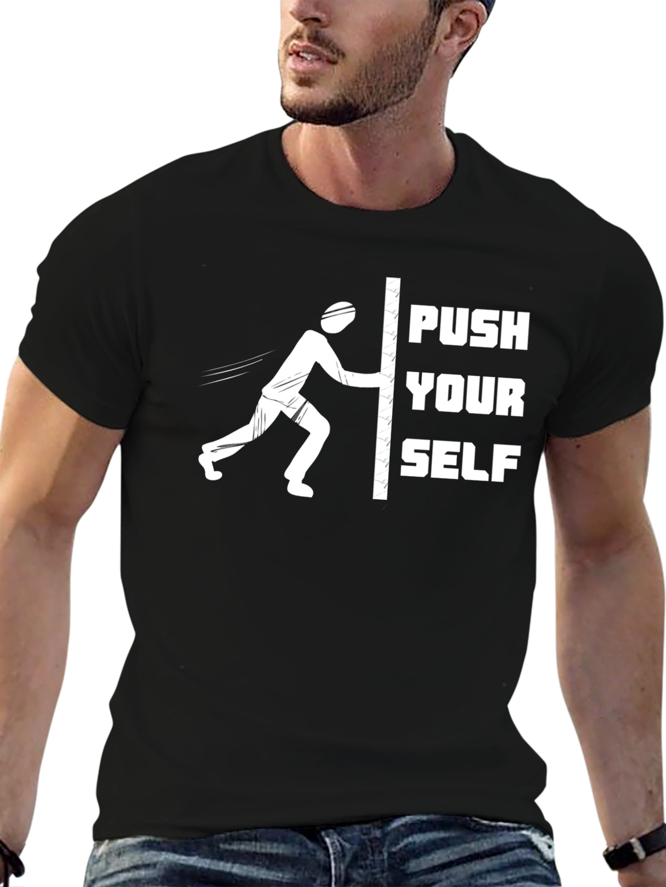 Push Yourself Black T-Shirt | Motivational