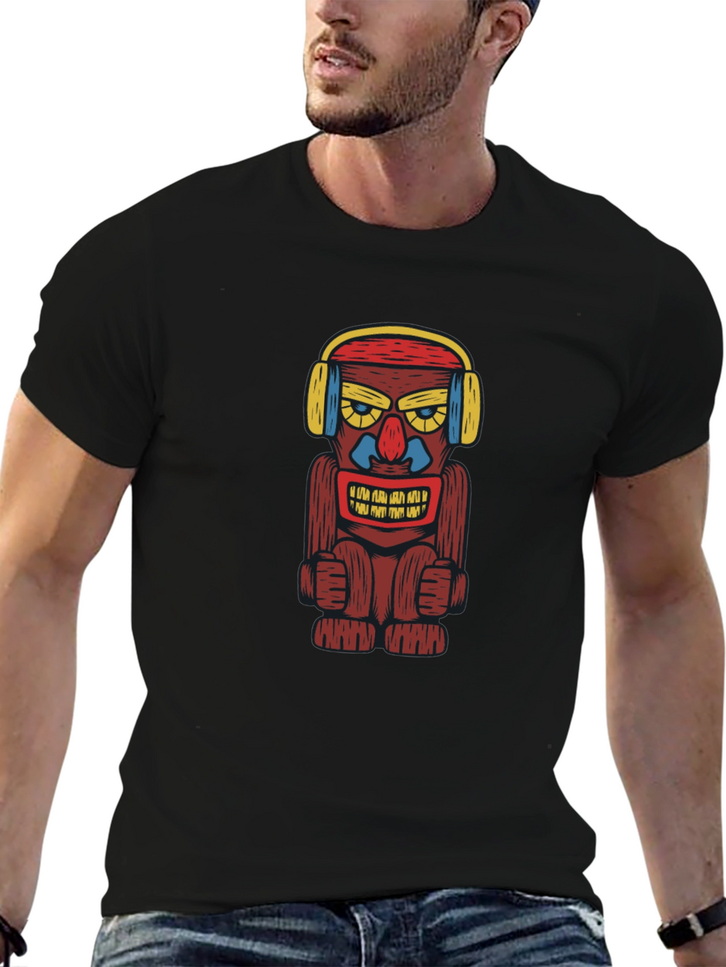 Groovy Tiki Headphone Graphic Tee