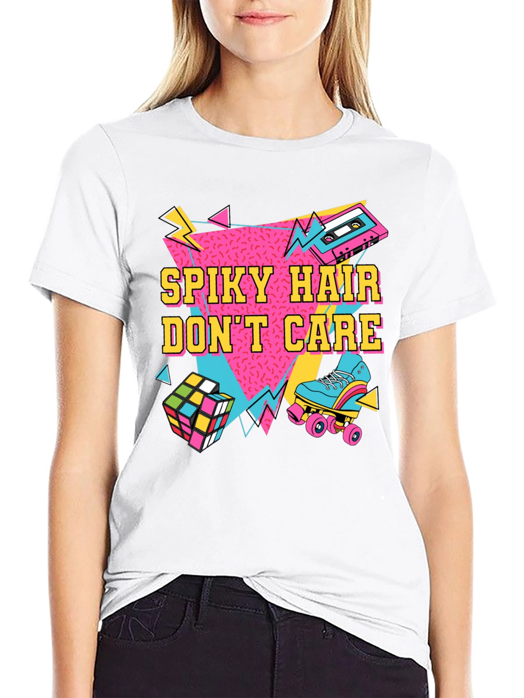 Spiky Hair Dont Care Retro 80s T-Shirt