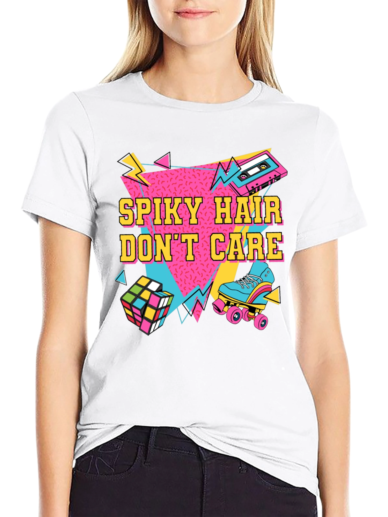 Spiky Hair Dont Care Retro 80s T-Shirt
