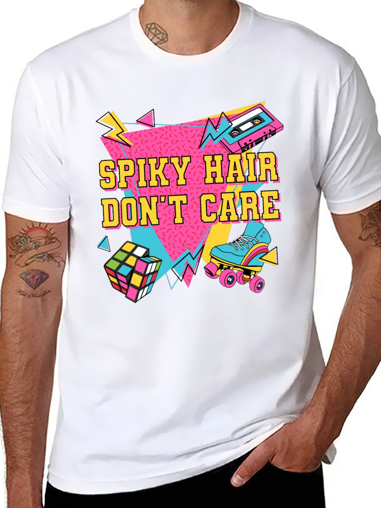 Spiky Hair Dont Care Retro 80s T-Shirt