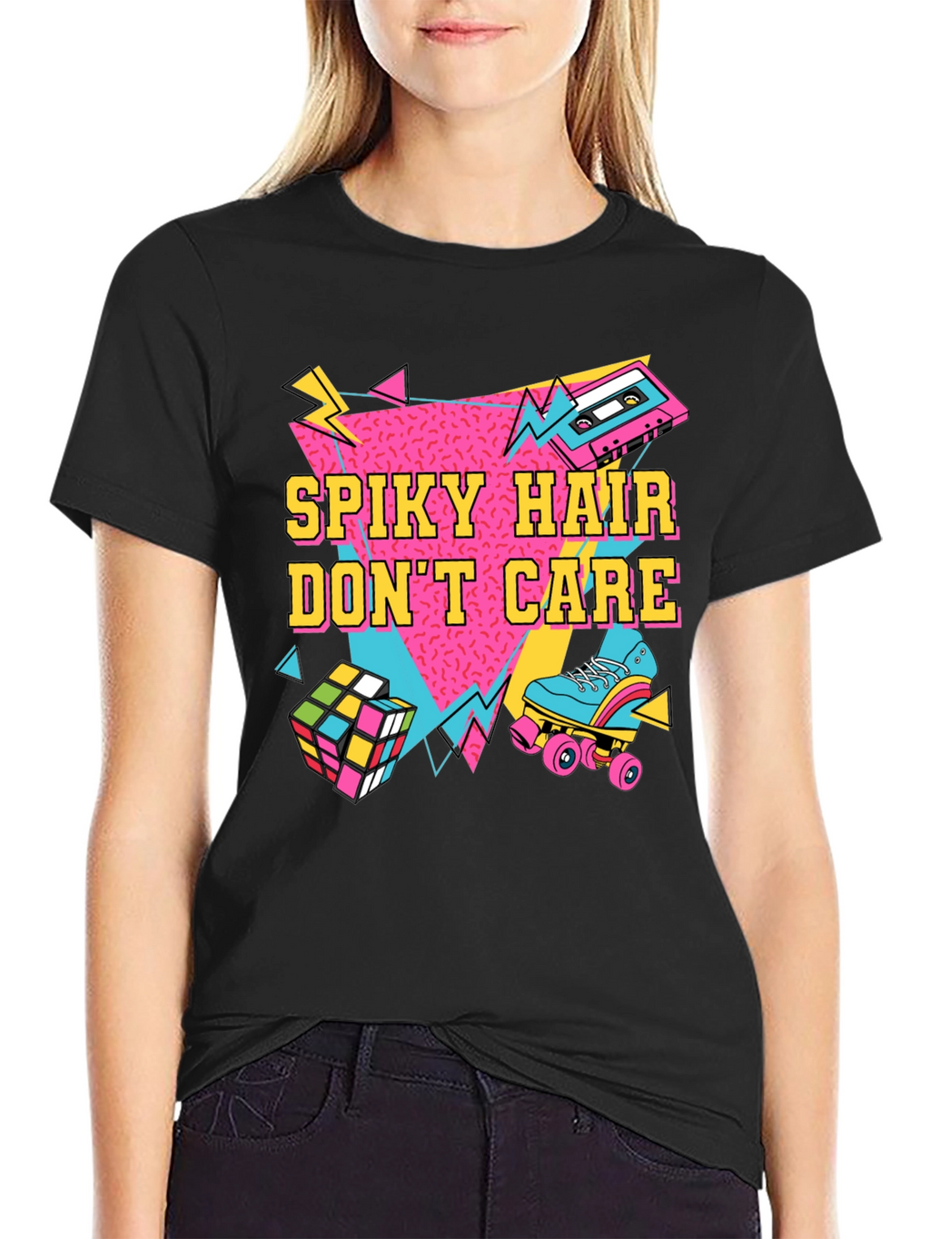 Spiky Hair Dont Care Retro 80s T-Shirt