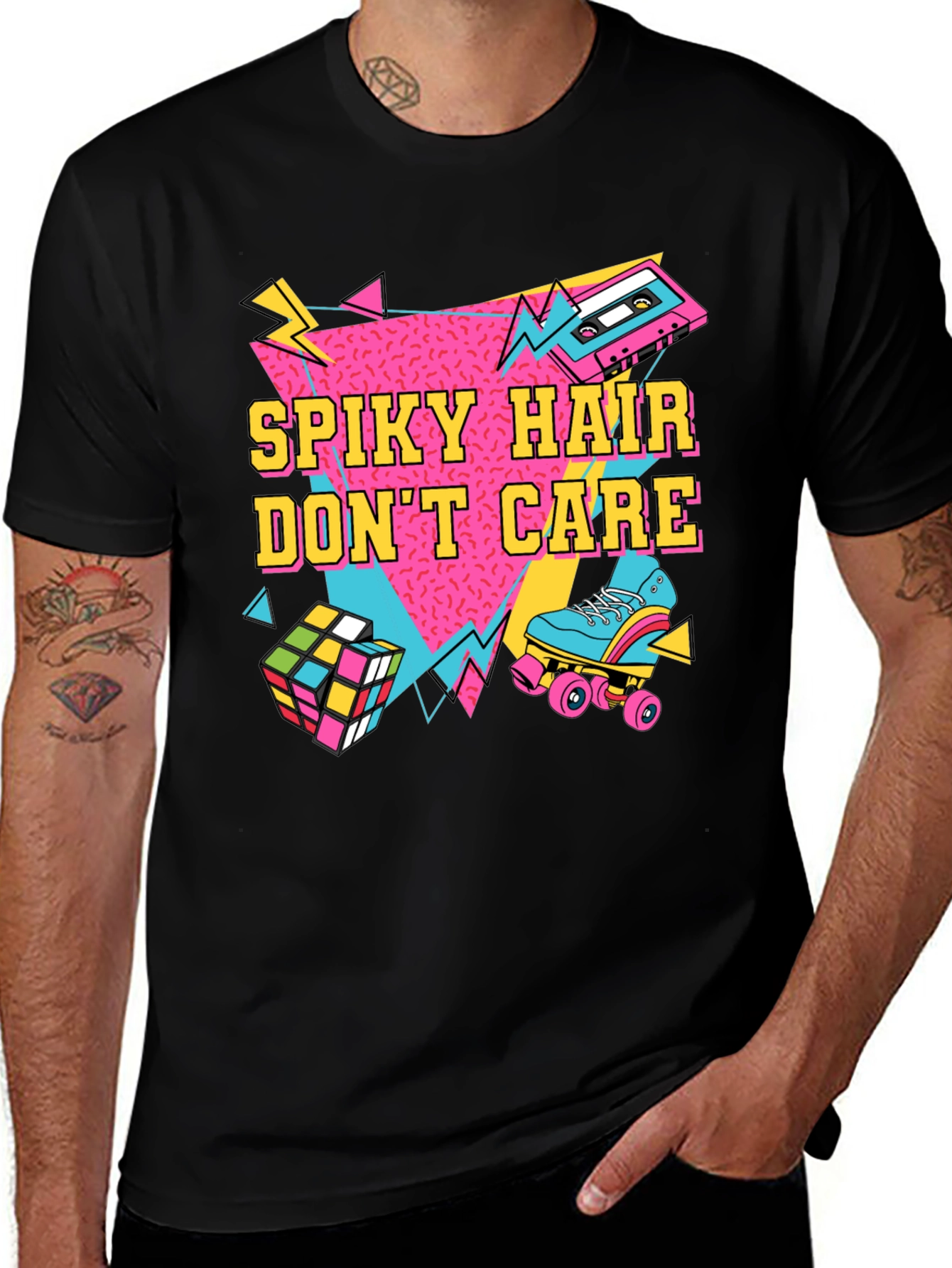 Spiky Hair Dont Care Retro 80s T-Shirt