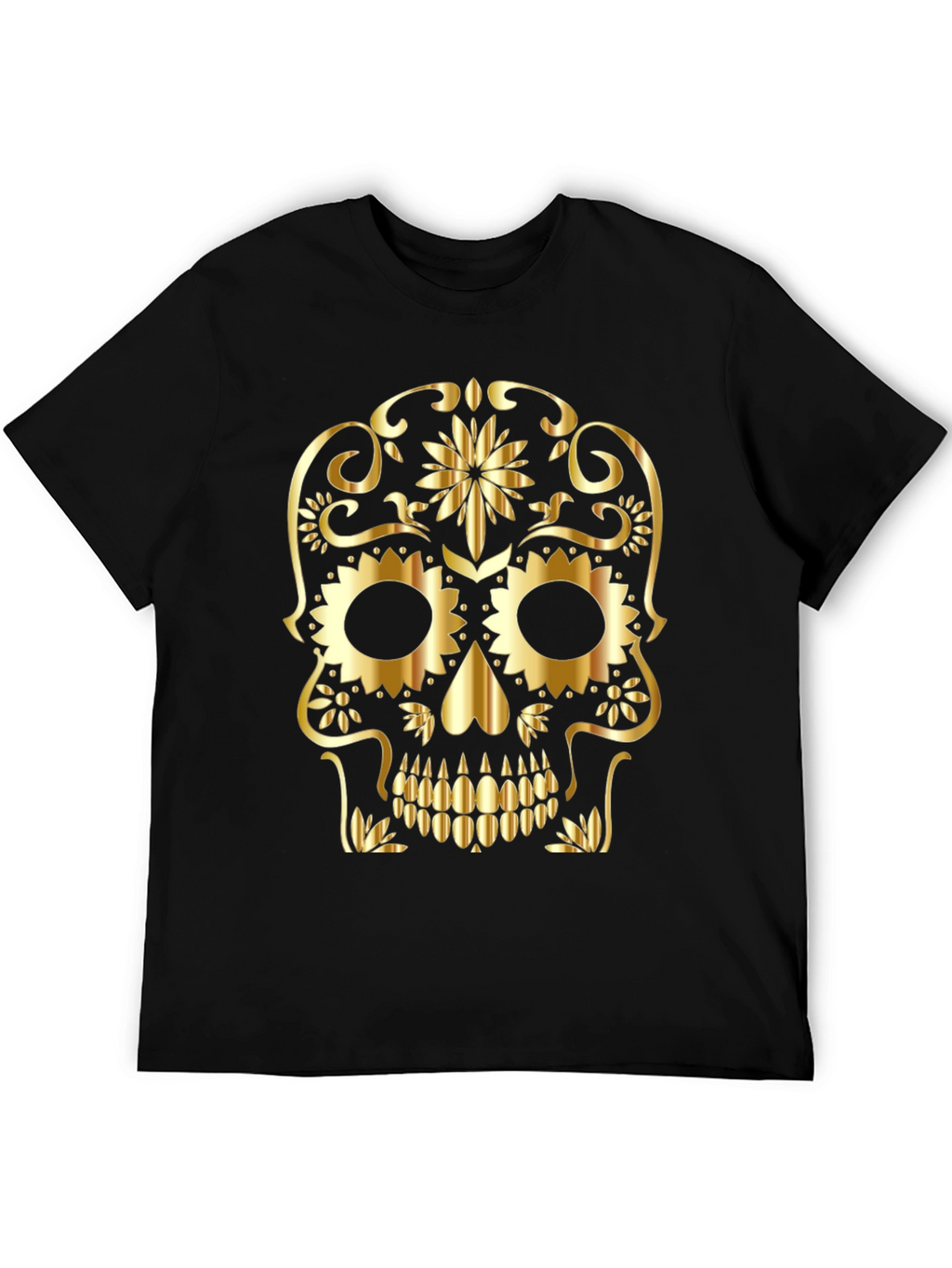 Skull Graphic Tee - Gold Sugar Skull Design