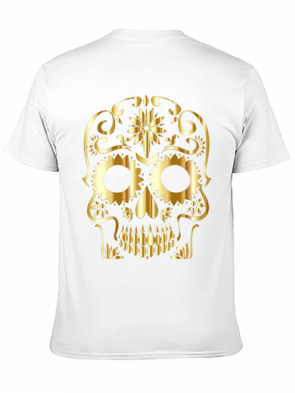 Skull Graphic Tee - Gold Sugar Skull Design