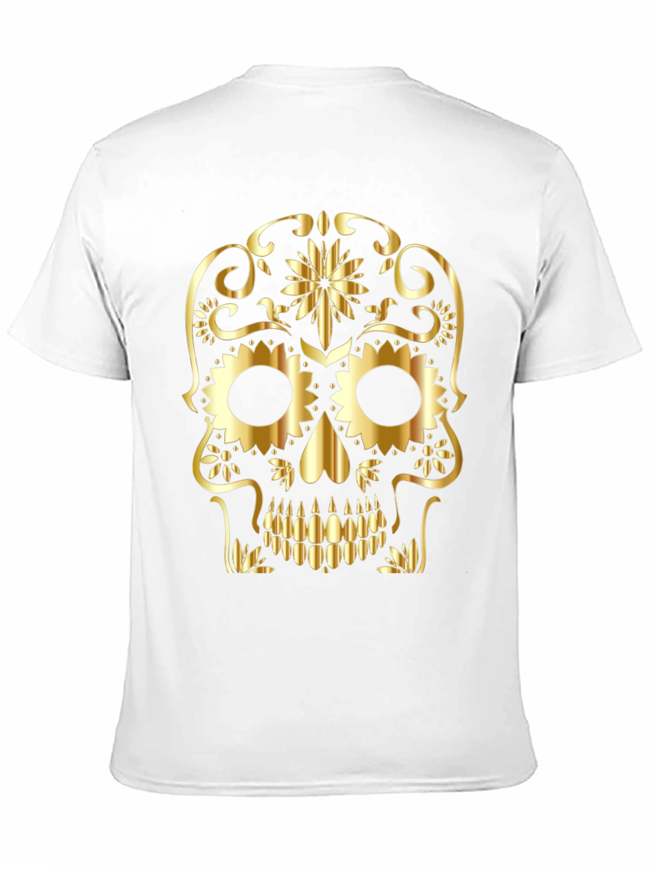 Skull Graphic Tee - Gold Sugar Skull Design