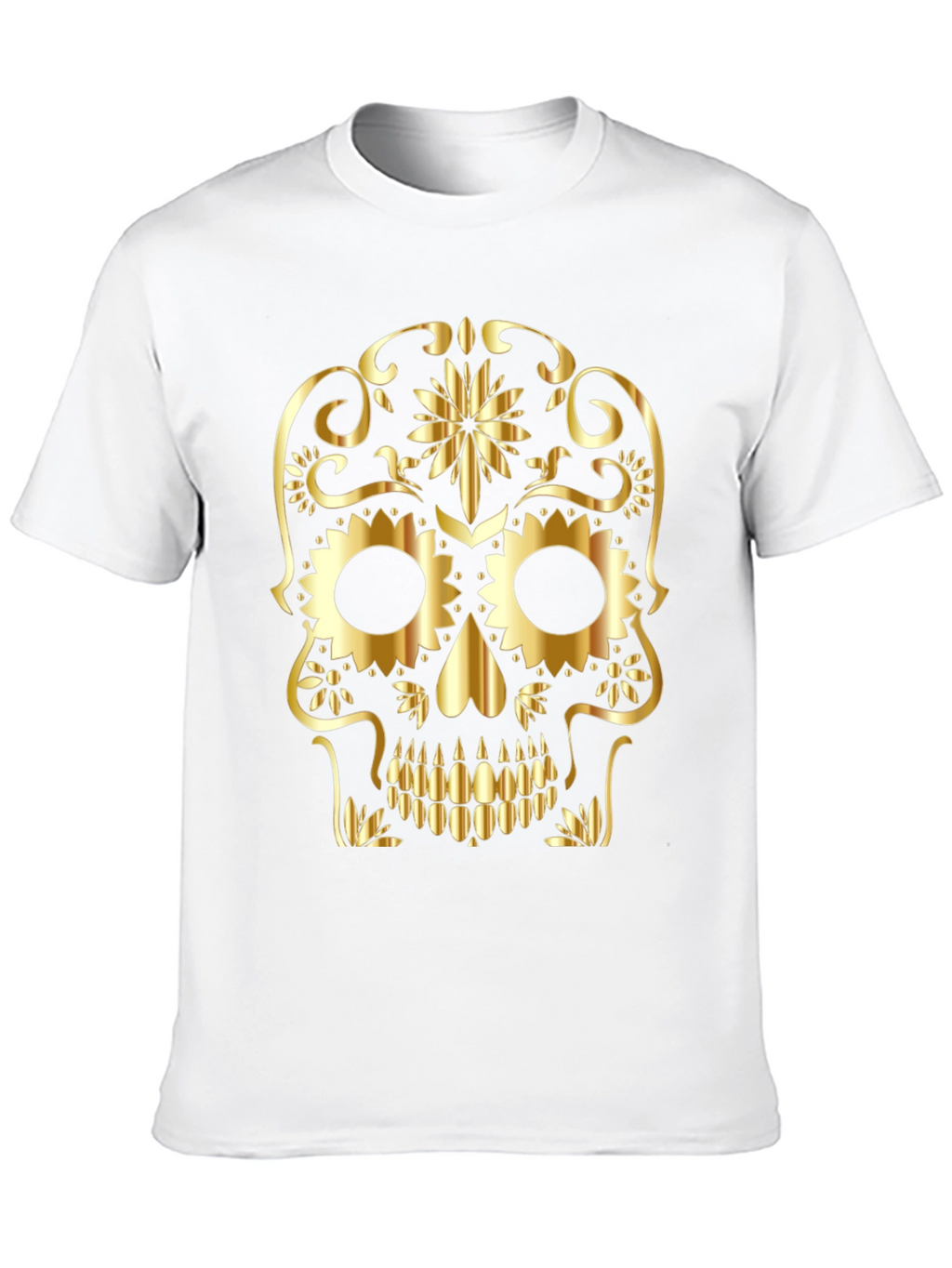 Skull Graphic Tee - Gold Sugar Skull Design