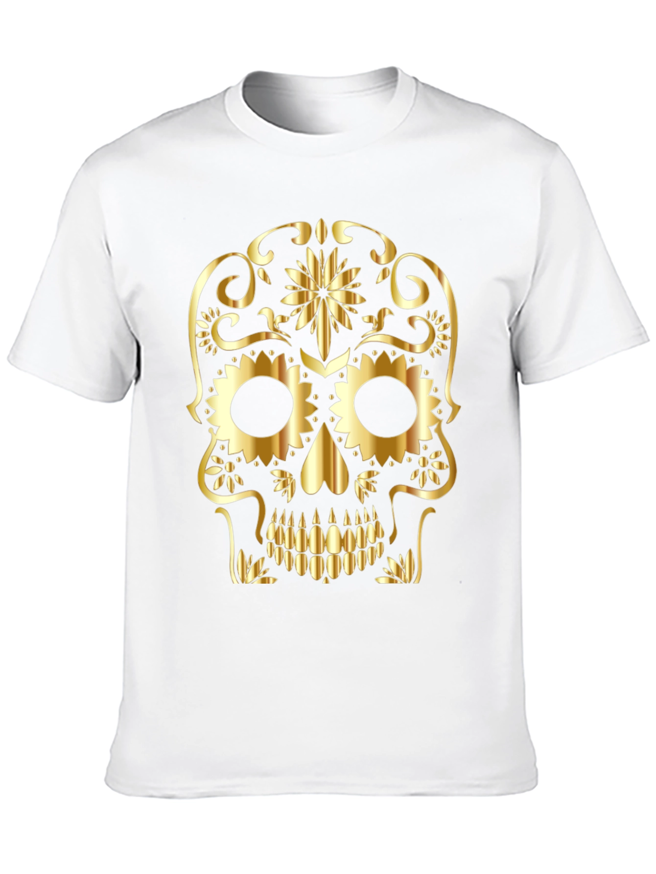 Skull Graphic Tee - Gold Sugar Skull Design