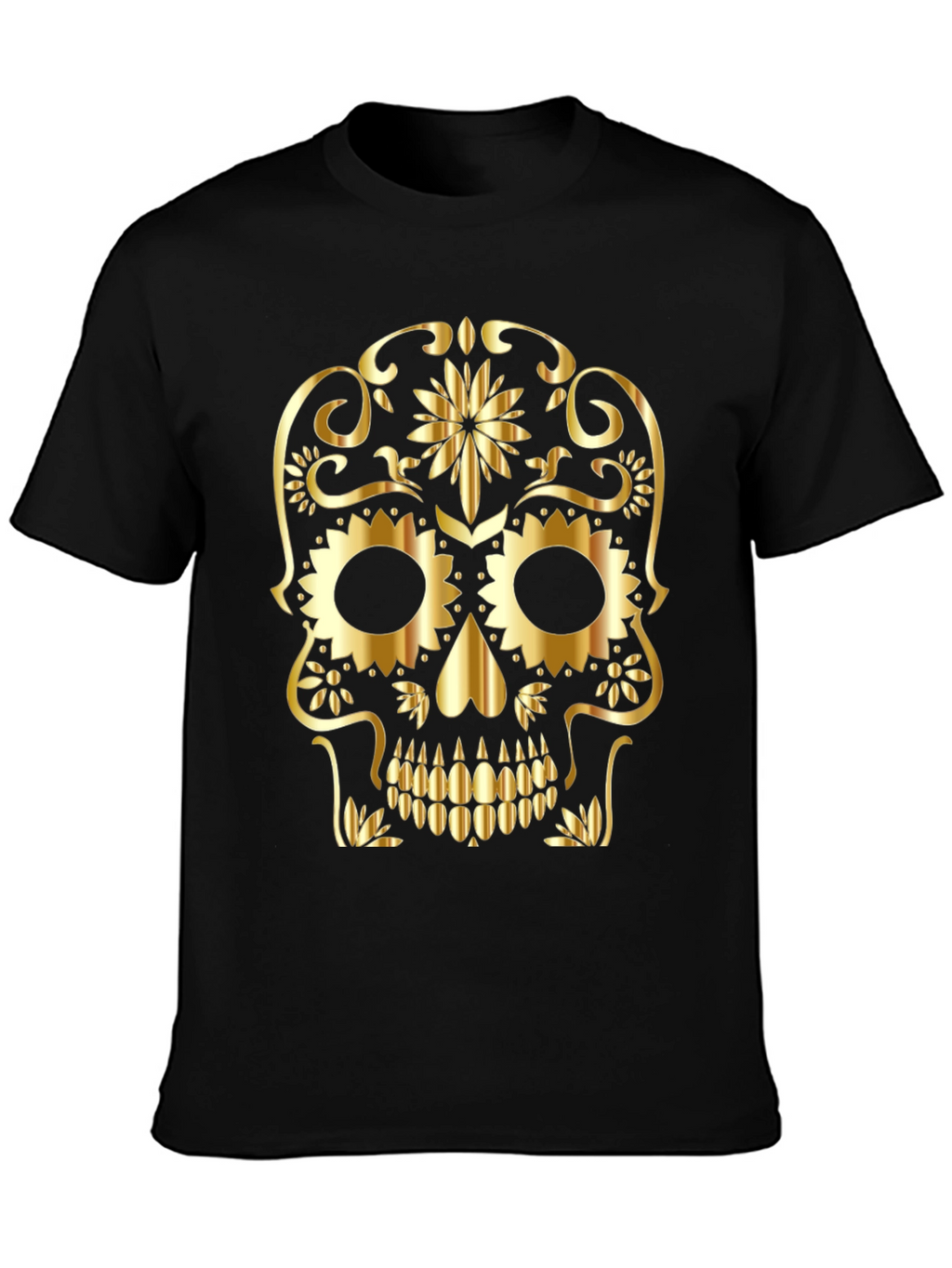 Skull Graphic Tee - Gold Sugar Skull Design