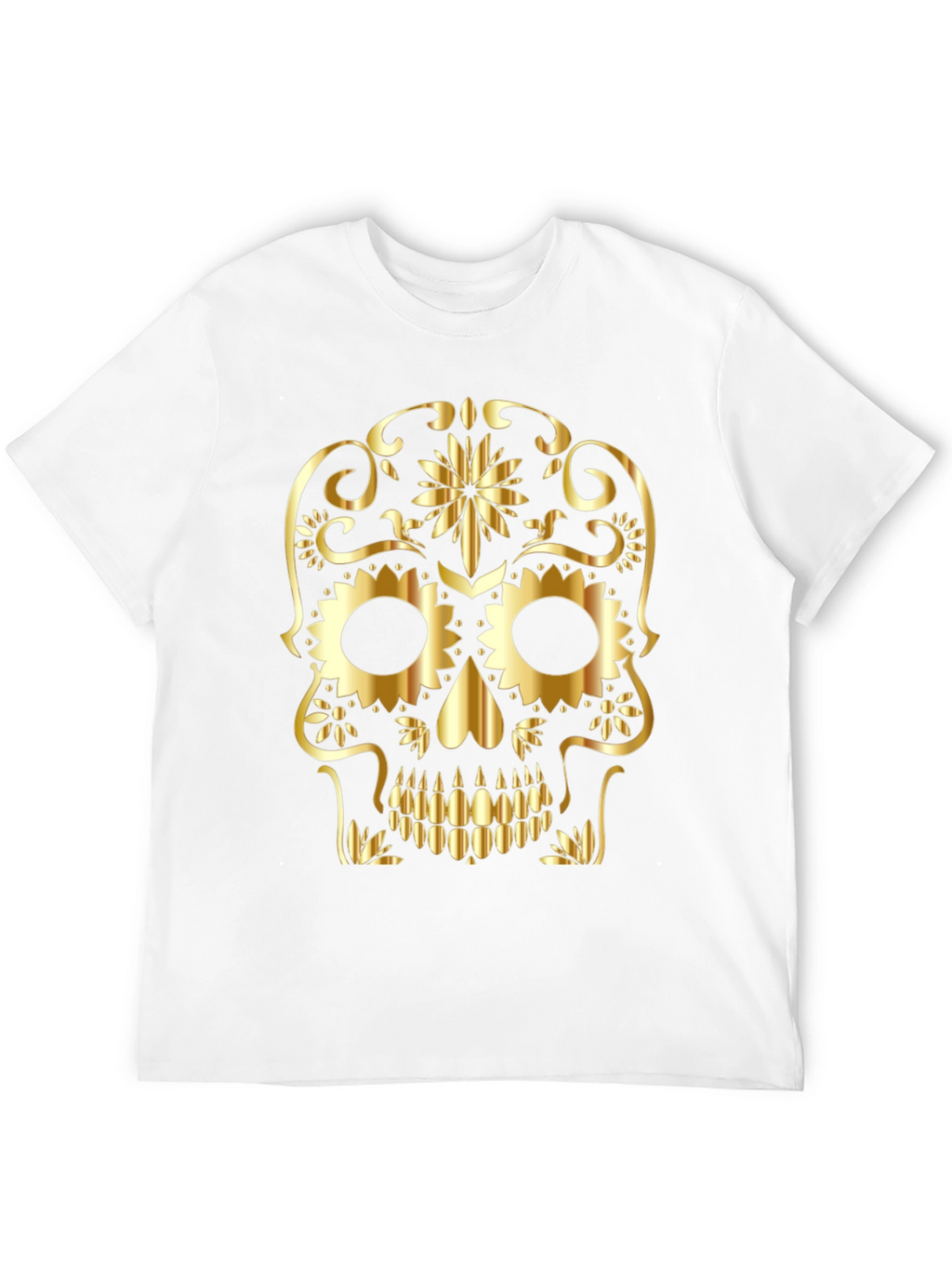 Skull Graphic Tee - Gold Sugar Skull Design