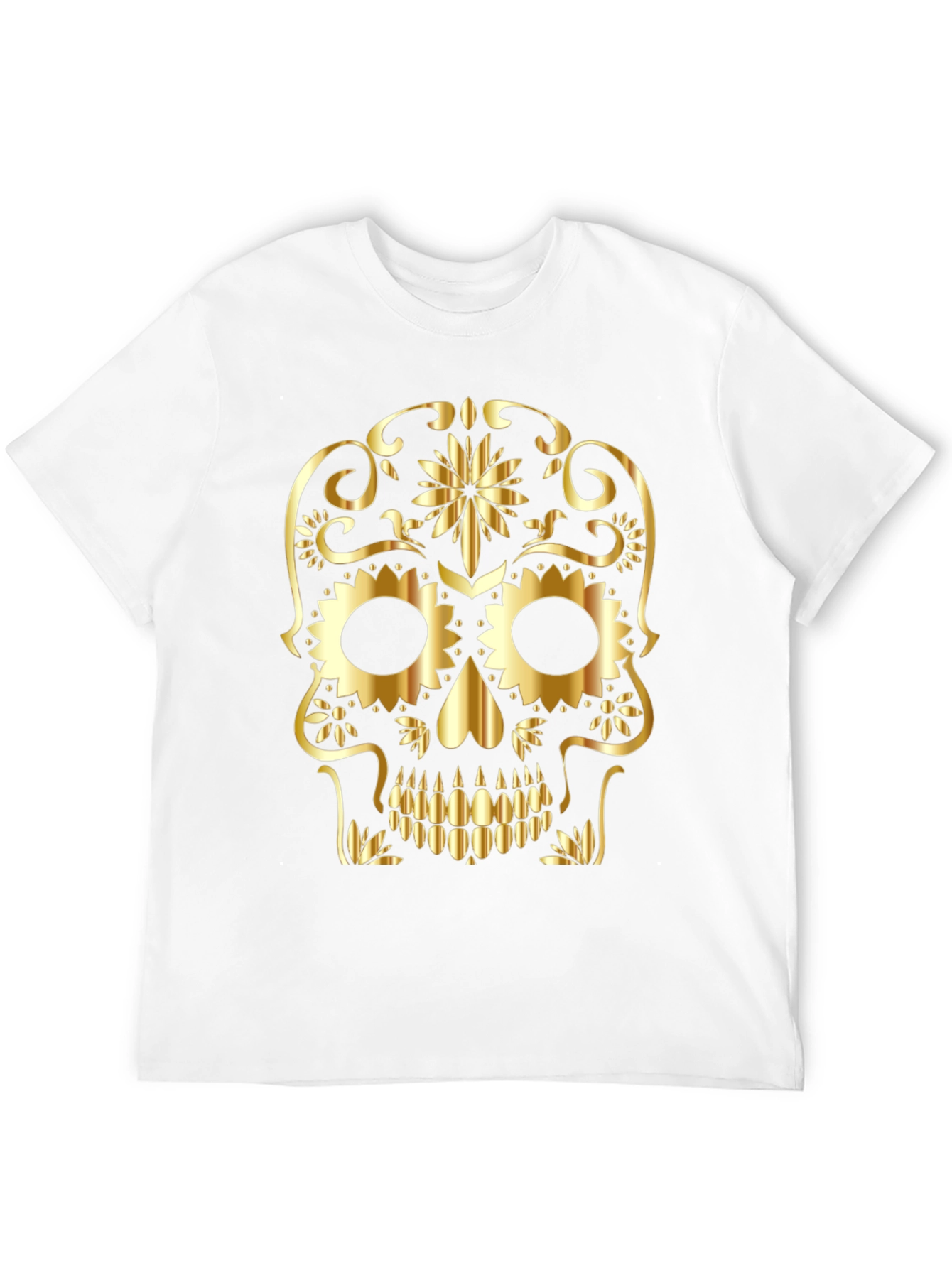 Skull Graphic Tee - Gold Sugar Skull Design