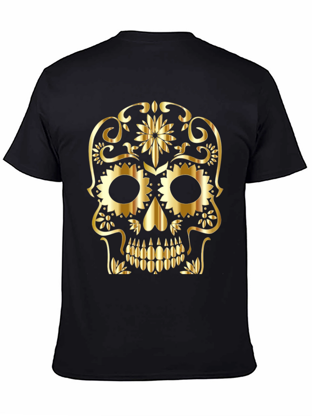 Skull Graphic Tee - Gold Sugar Skull Design