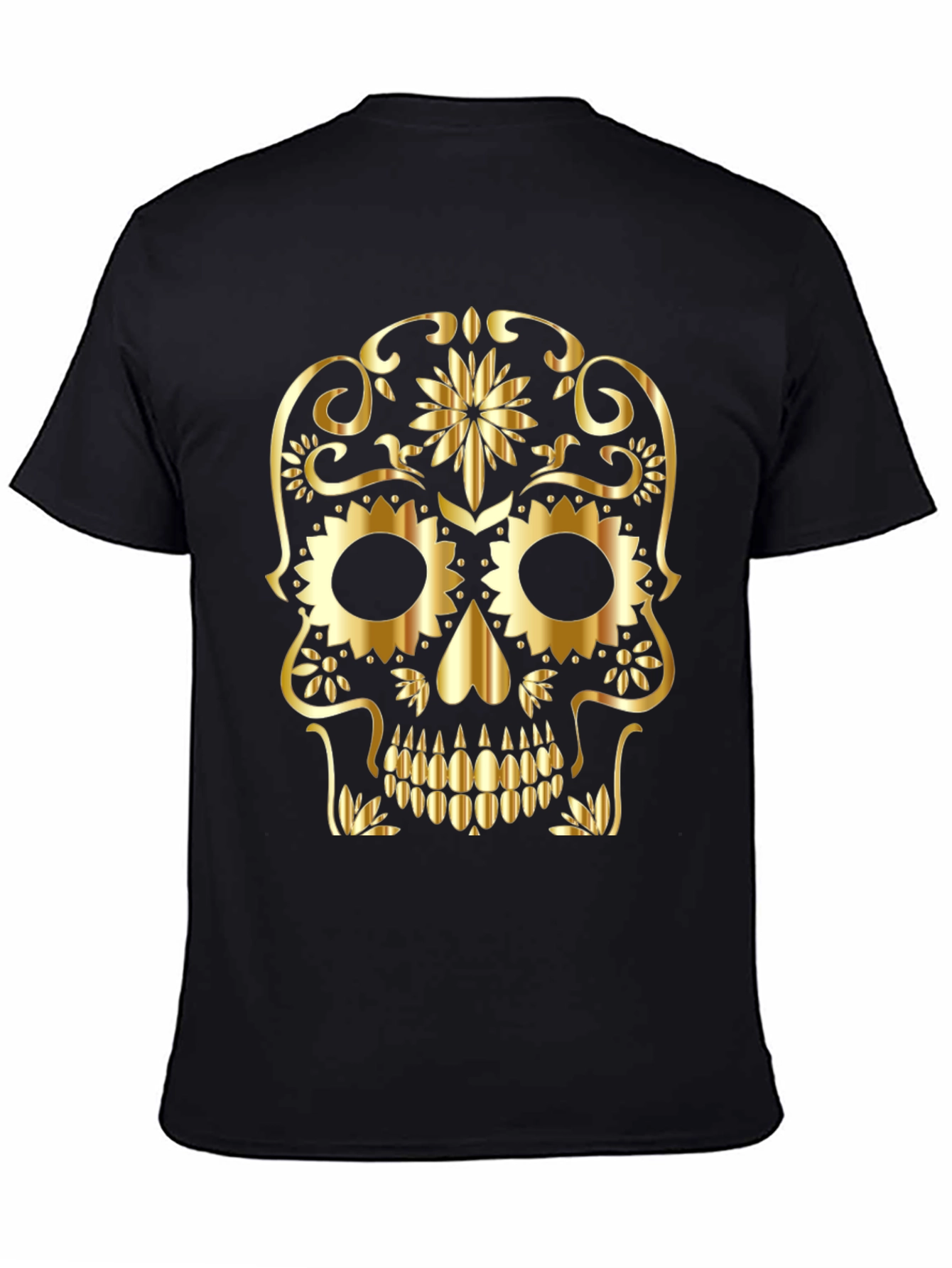 Skull Graphic Tee - Gold Sugar Skull Design