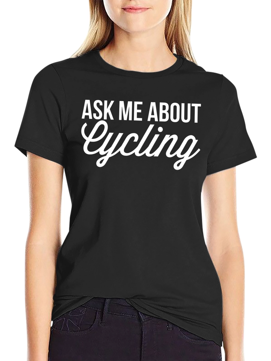 Ask Me About Cycling T-Shirt - Black Cotton Tee
