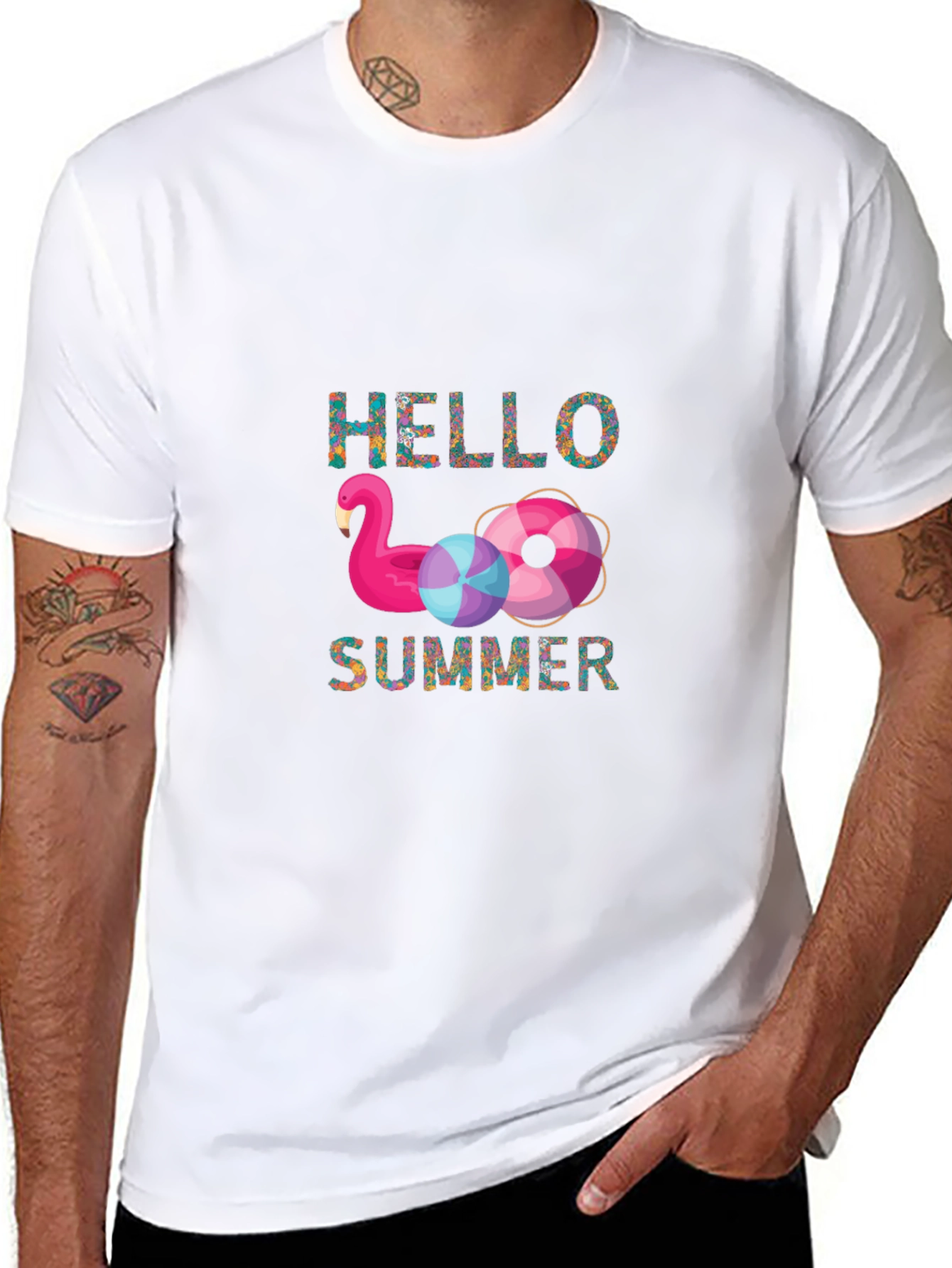 Hello Summer Flamingo Graphic T-Shirt