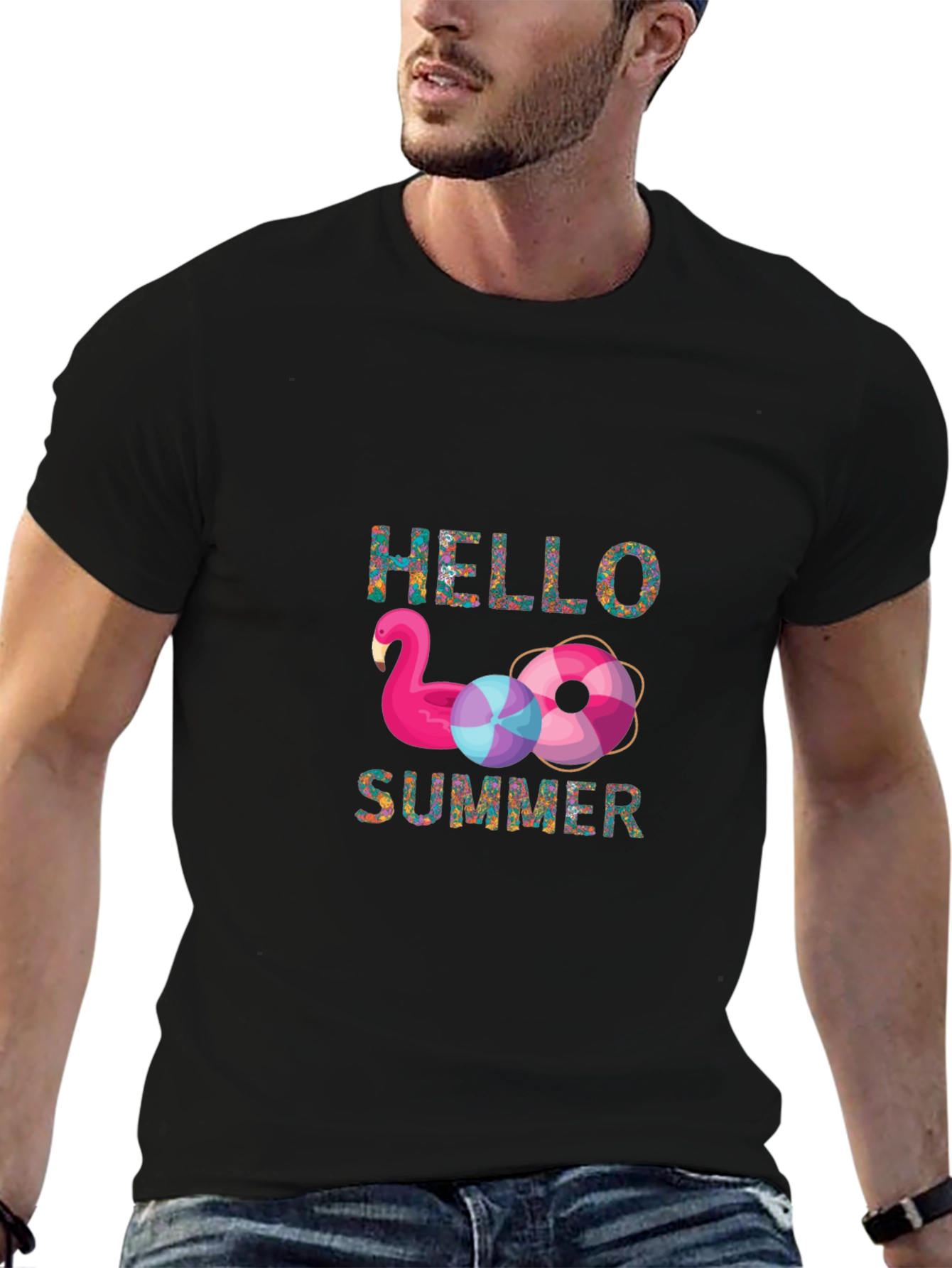 Hello Summer Flamingo Graphic T-Shirt