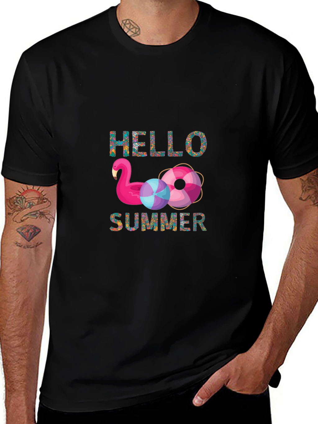 Hello Summer Flamingo Graphic T-Shirt