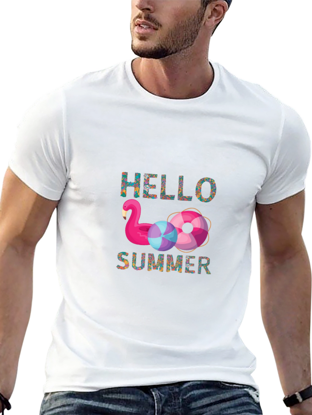 Hello Summer Flamingo Graphic T-Shirt